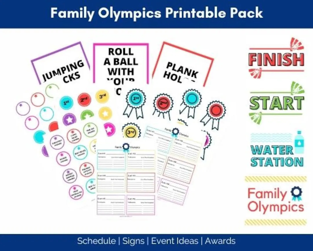 Family Olympics Printable Game Pack Outdoor Family Activity Family Fitness Activity Etsy