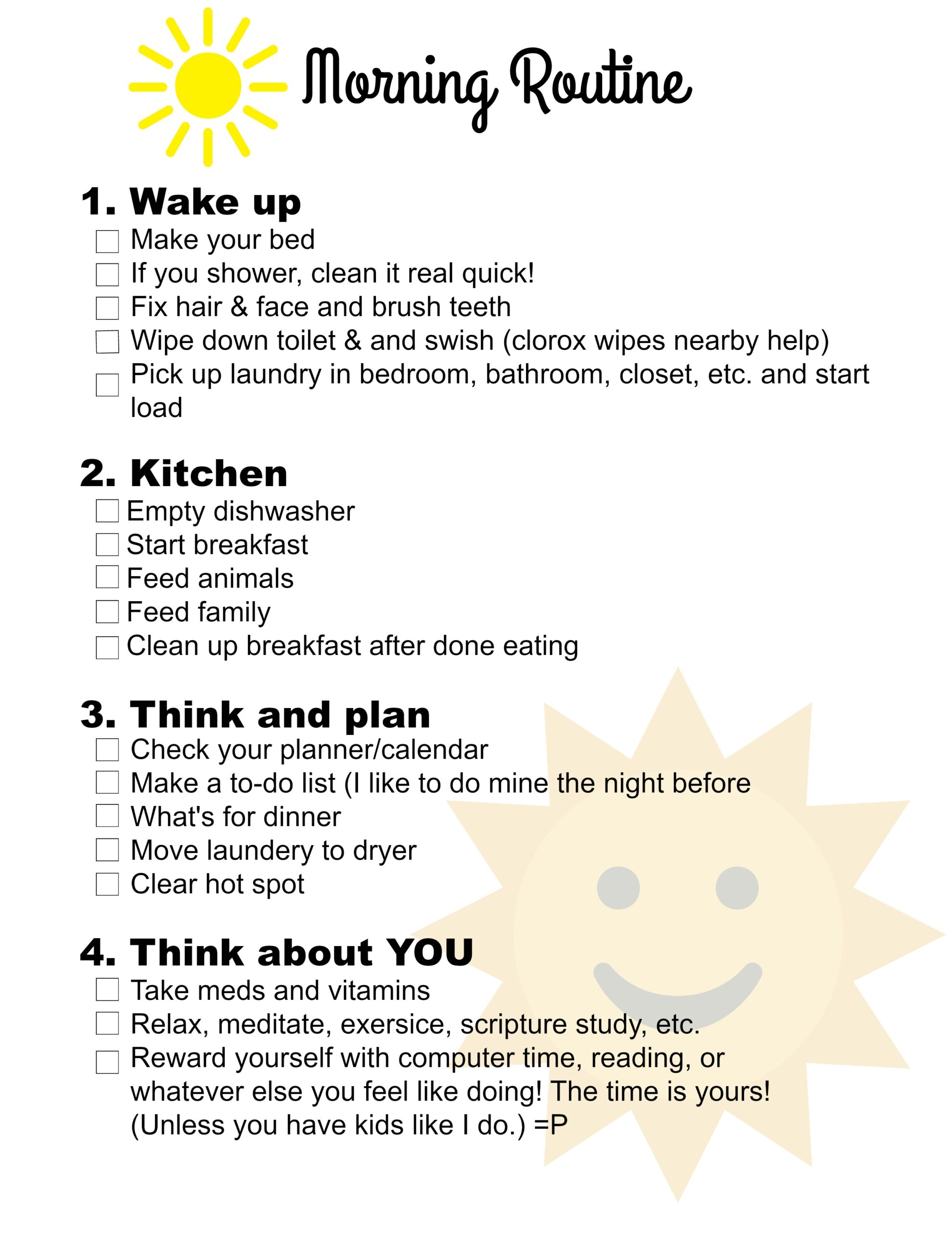 FLYLADY Inspired Morning Routine FREE Printable Steemit