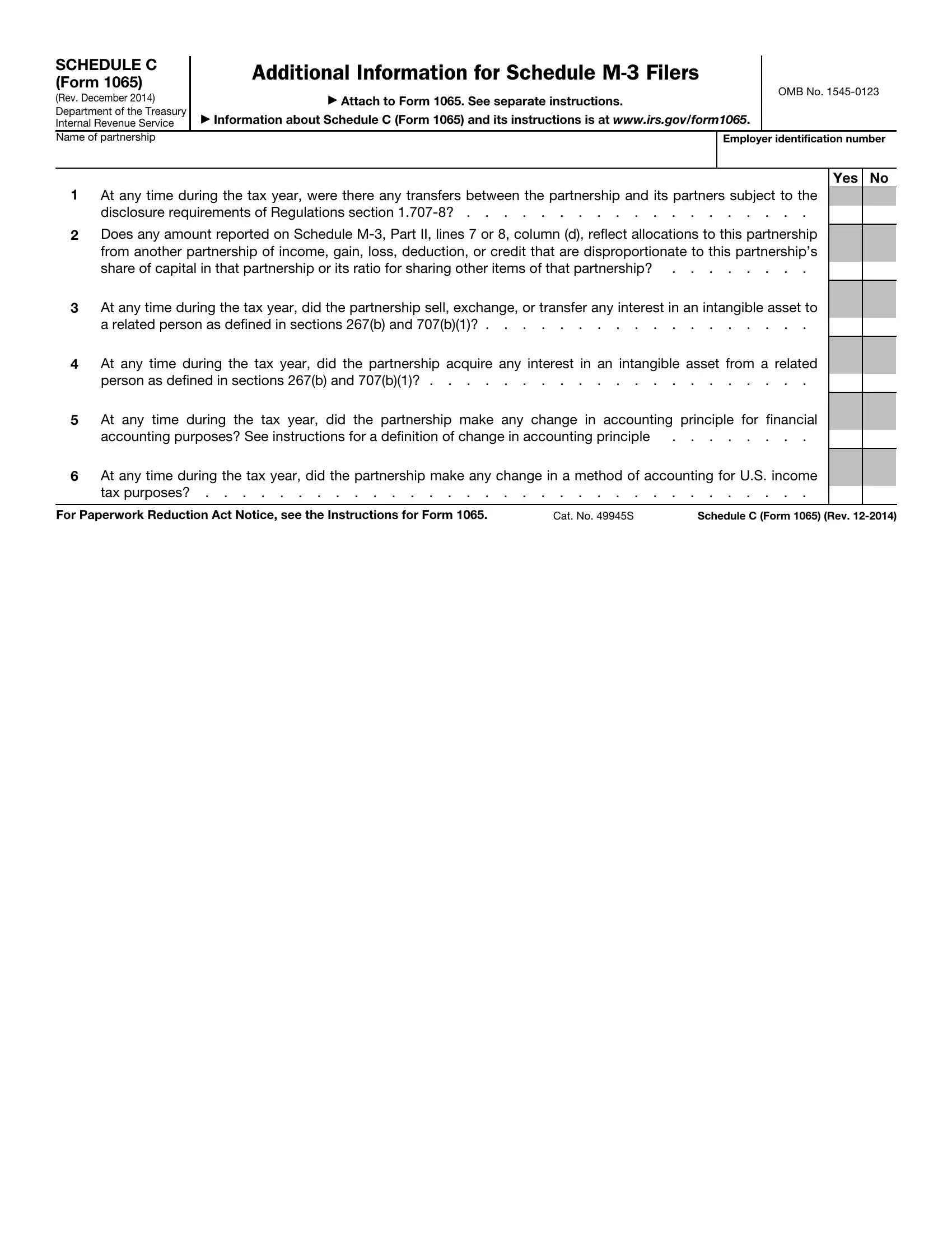 Form 1065 Schedule C Fill Out Printable PDF Forms Online