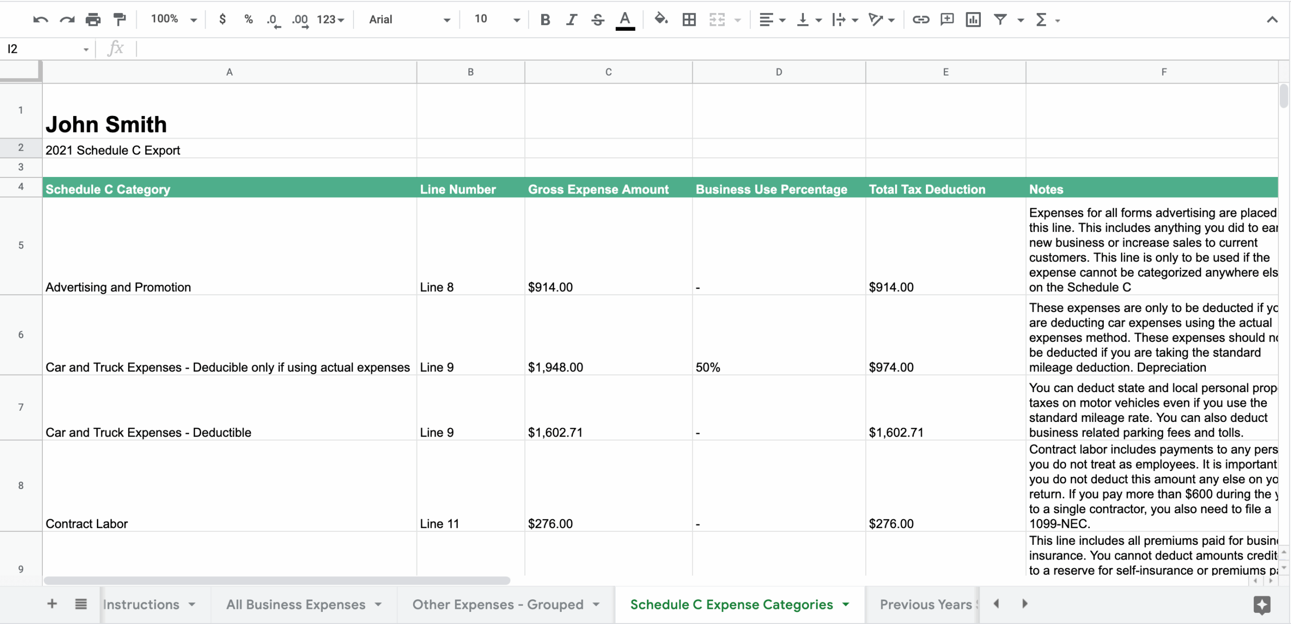 Printable Schedule C Tax Form