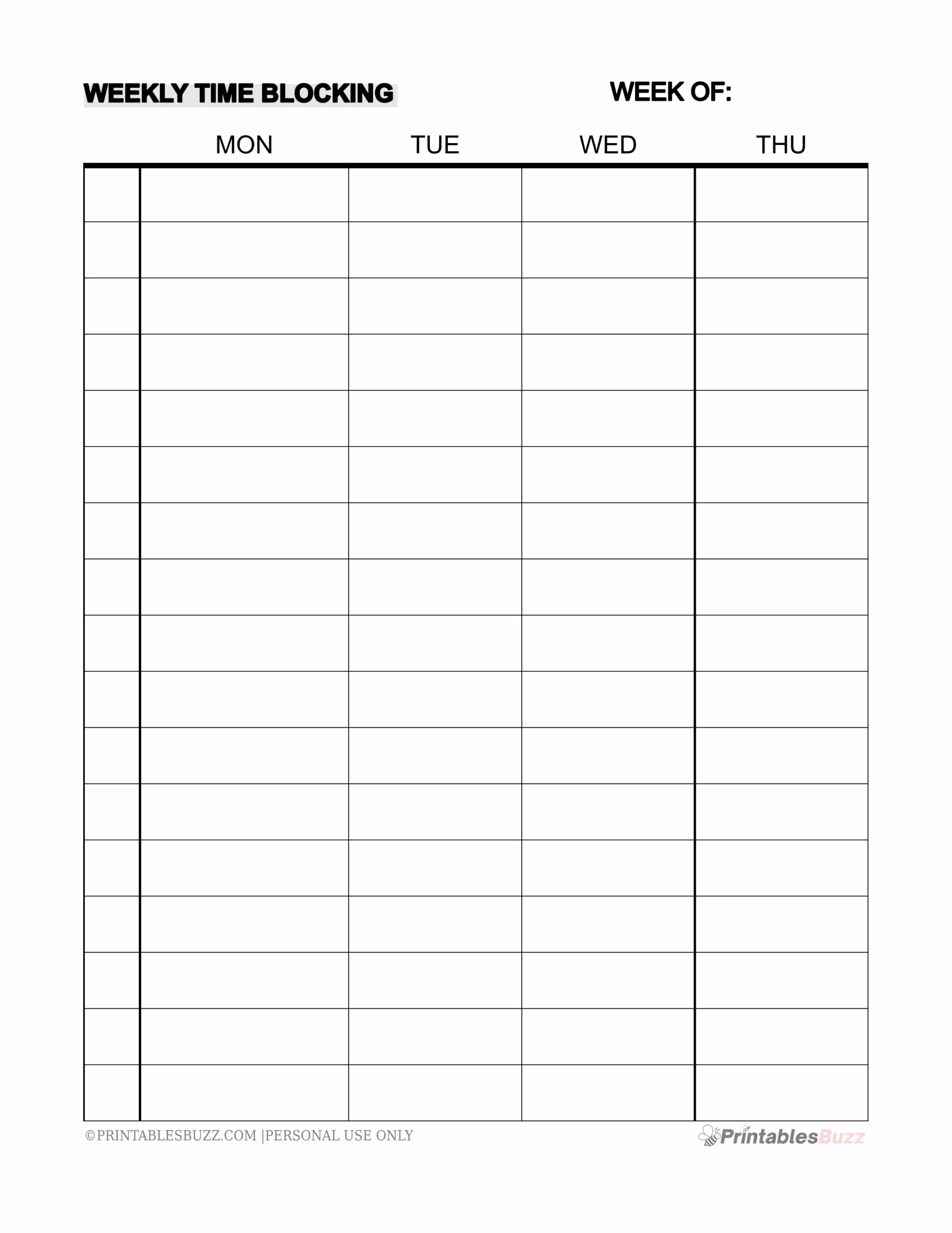 FREE 2 Page Blank Weekly Calendar Template PrintablesBuzz