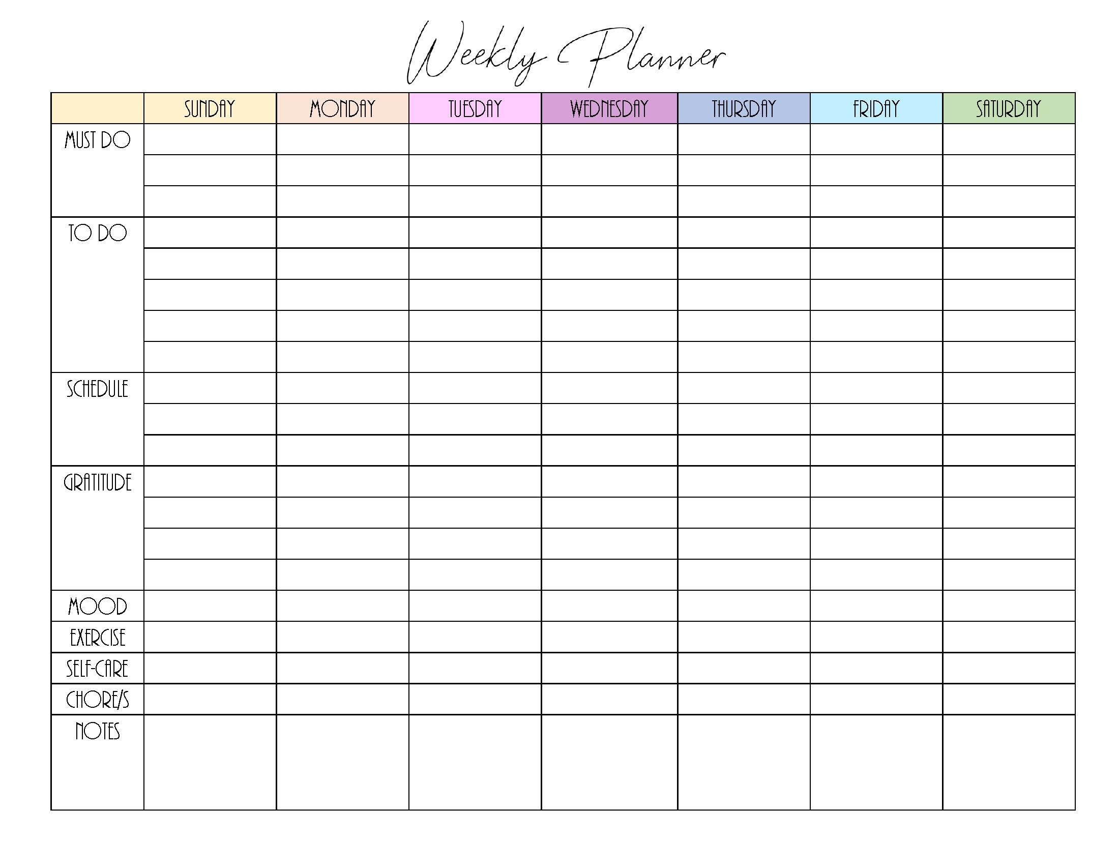 Printable Weekly Work Schedule Calendar Free