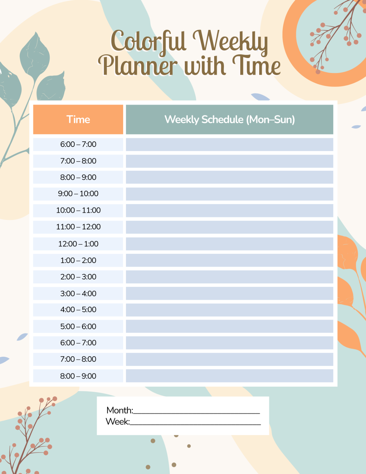 Free 7 Day Planner Template To Edit Online