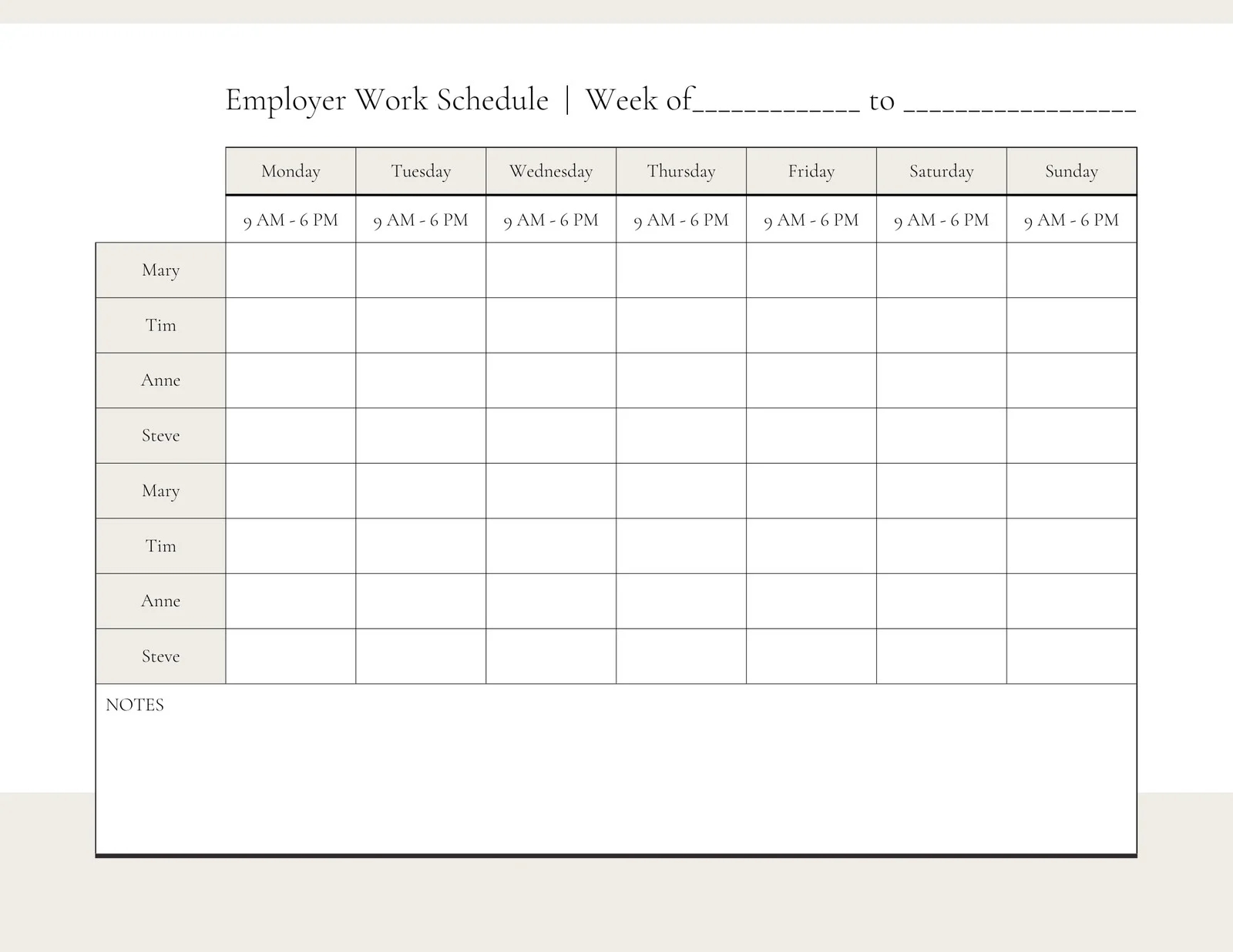 Free And Customizable Timetable Templates
