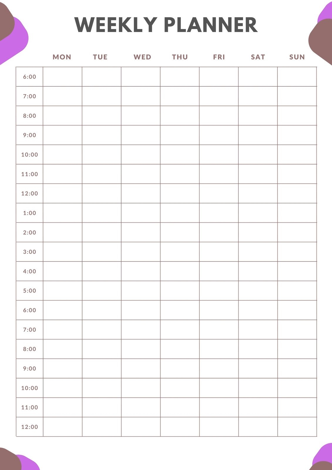 Free And Customizable Weekly Planner Templates Canva Worksheets Library
