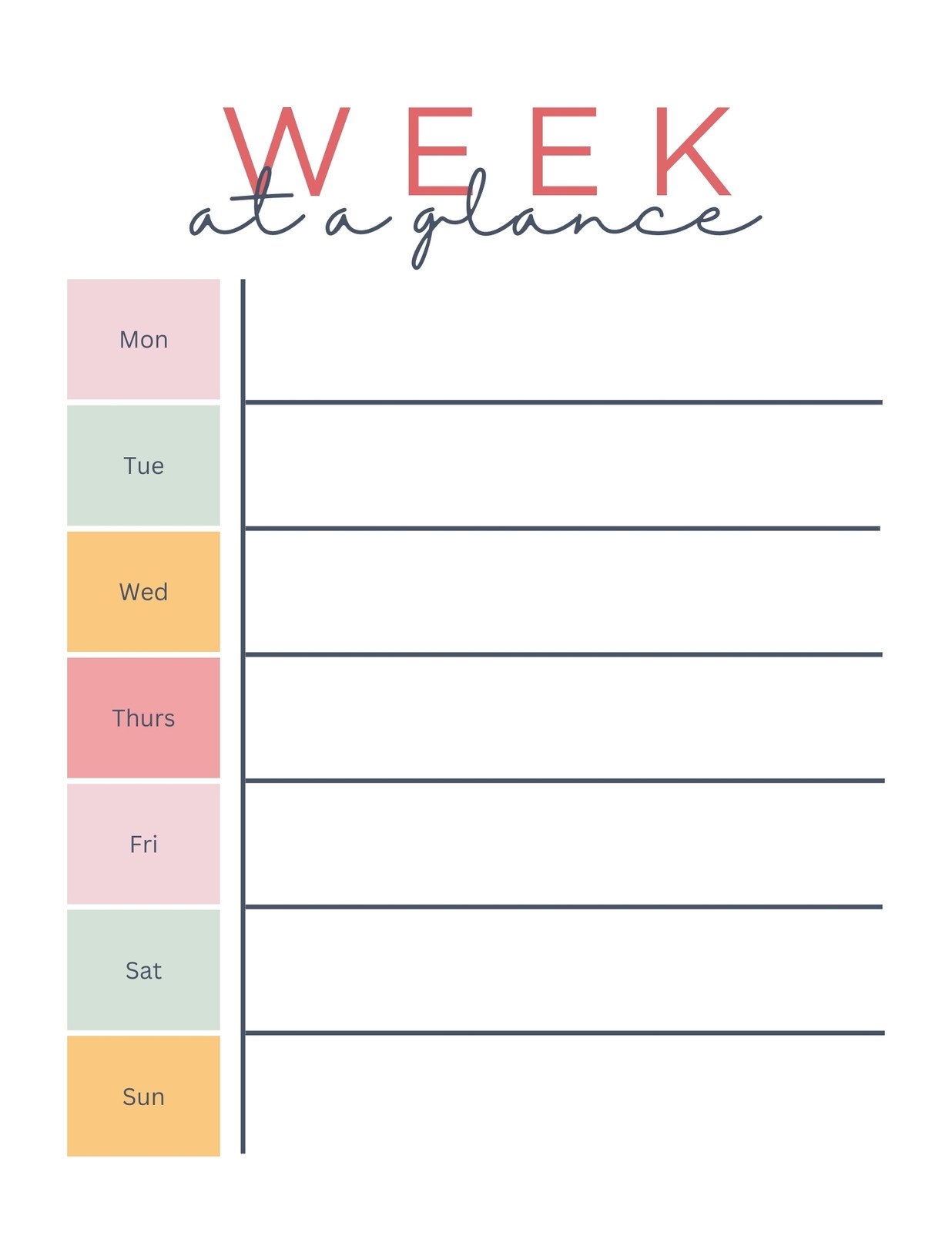 Weekly Schedule Template Printable