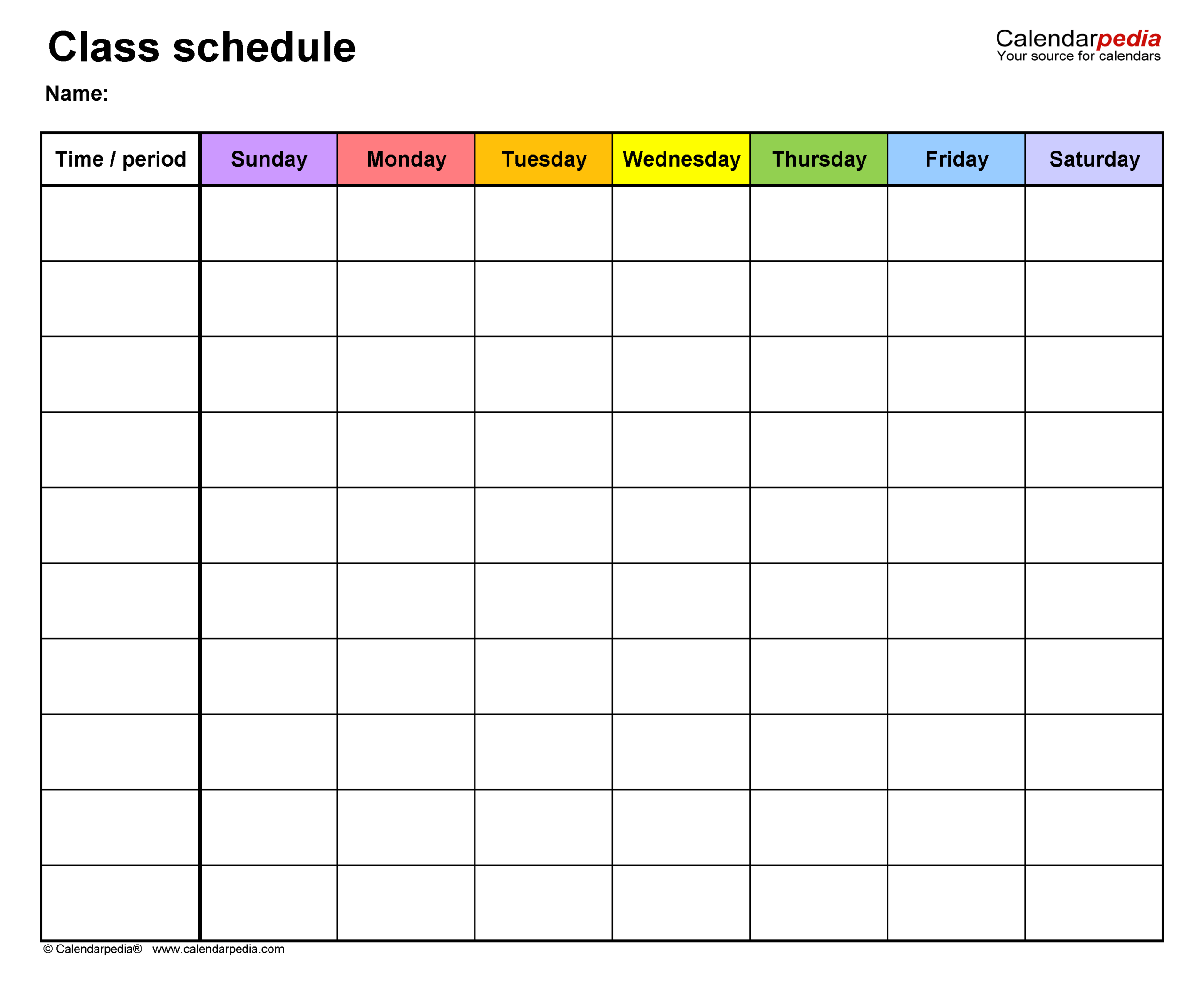 Free Class Schedules For PDF 24 Templates
