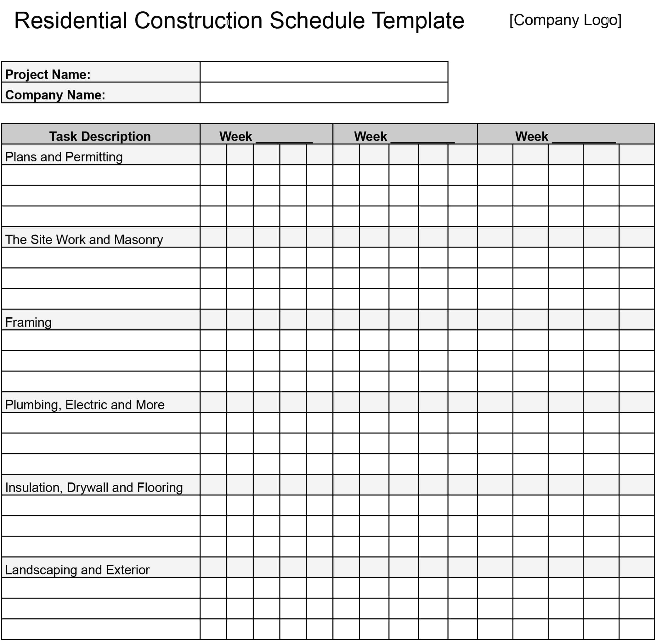 Free Construction Schedule Templates Download Print In Office GDocs 
