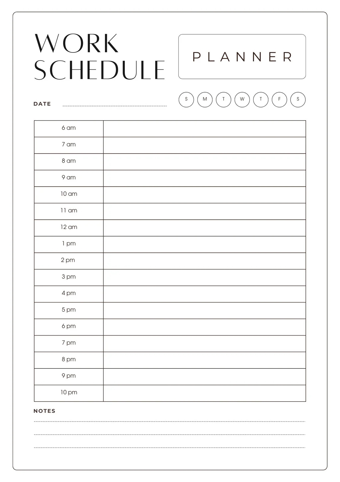 Weekly Work Schedule Template Free Printable
