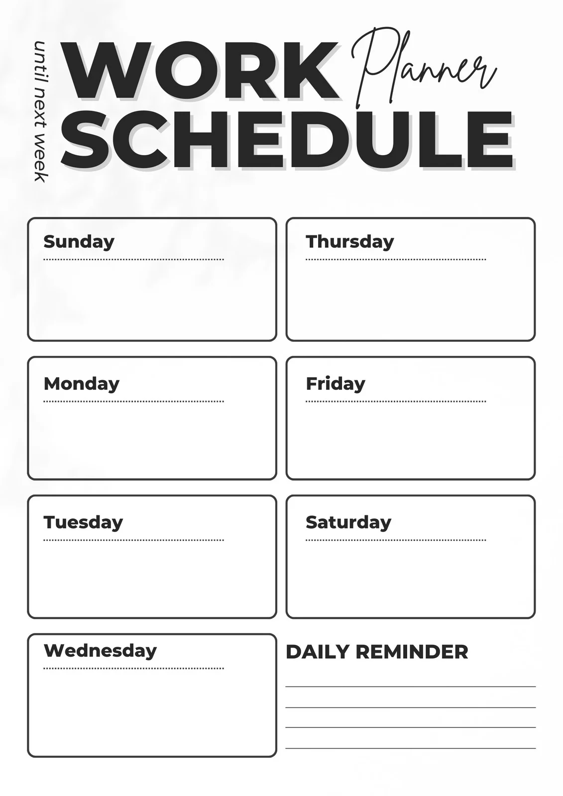 Free Custom Printable Work Schedule Planner Templates Canva