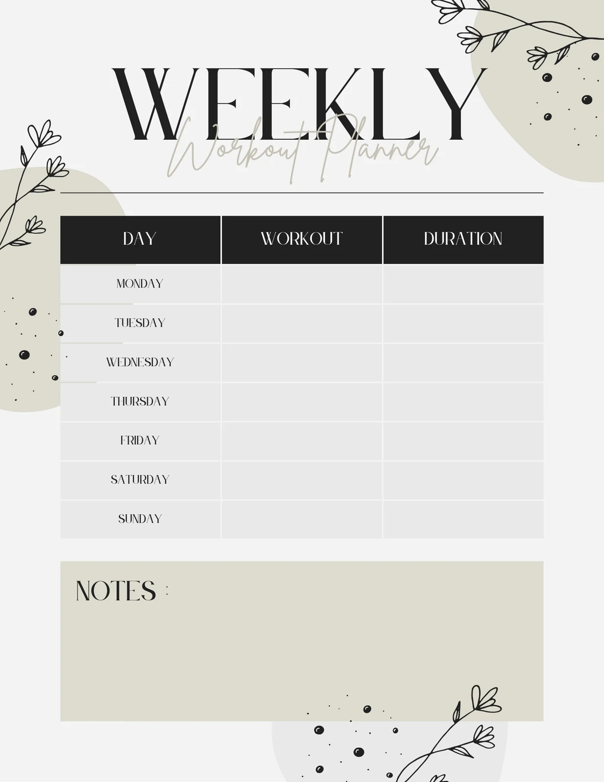 Free Custom Printable Workout Planner Templates Online Canva