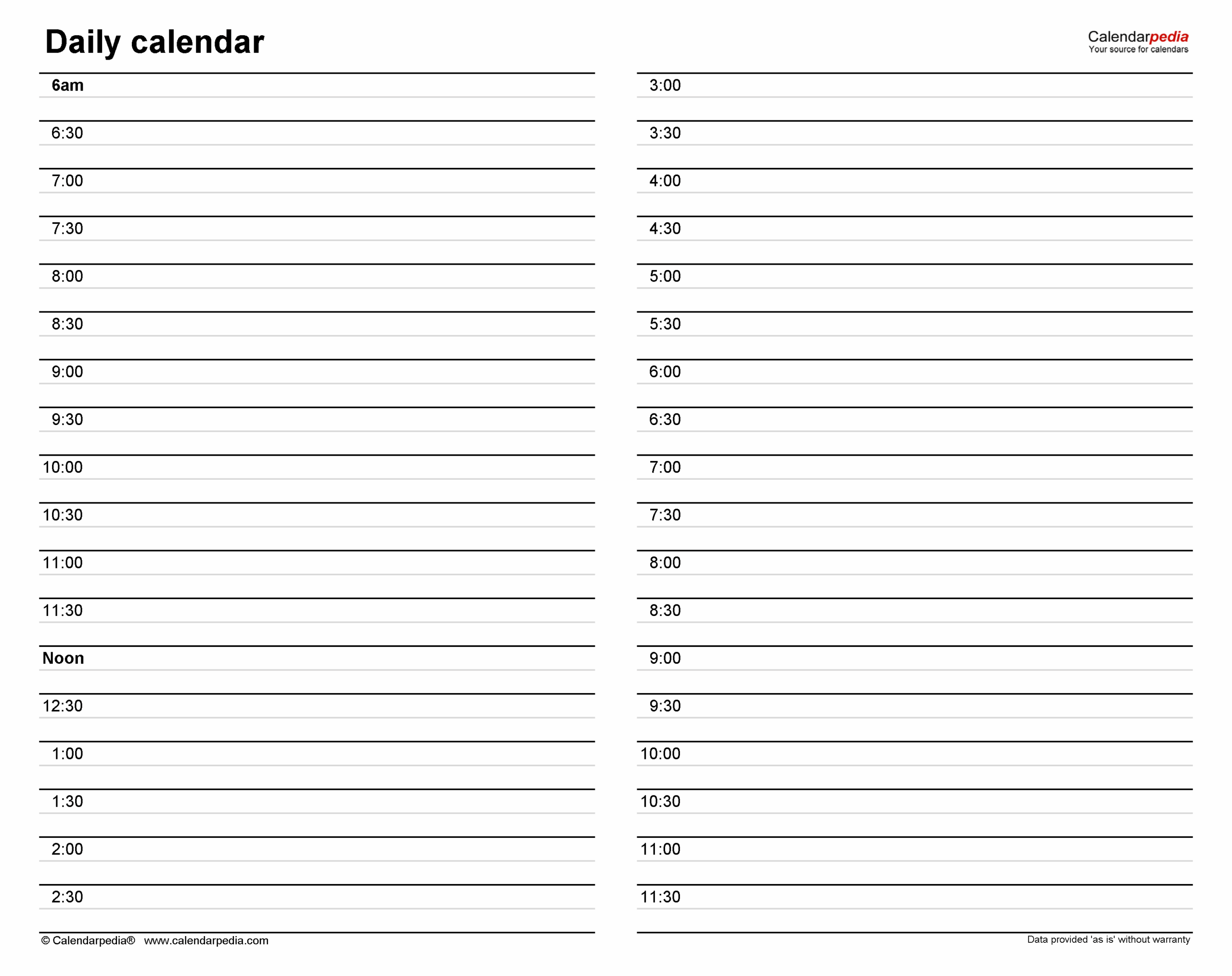 Free Daily Calendars In PDF Format 30 Templates