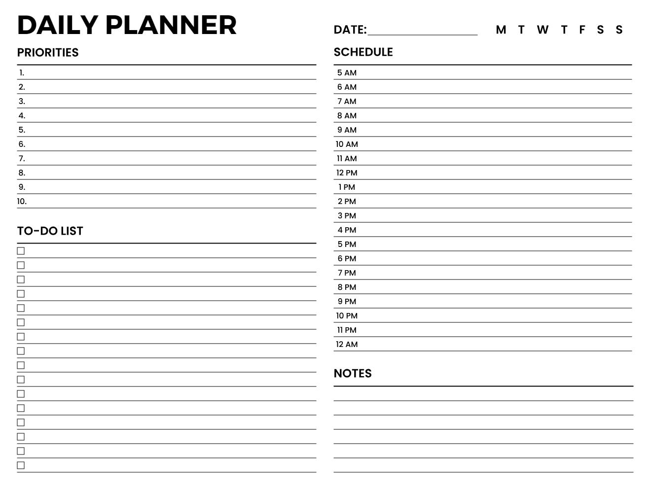 Free Daily Planner Templates Editable Printable