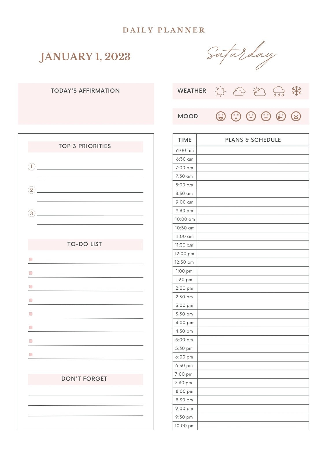 Free Printable Daily Schedules Pdf