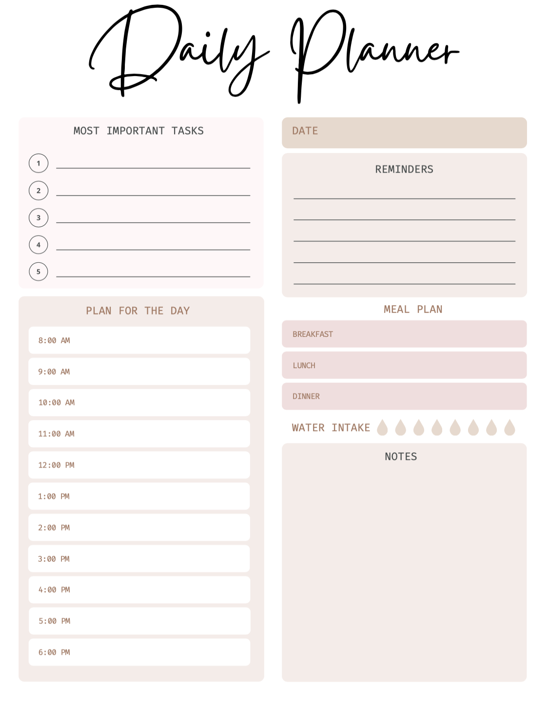 Printable Daily Schedule
