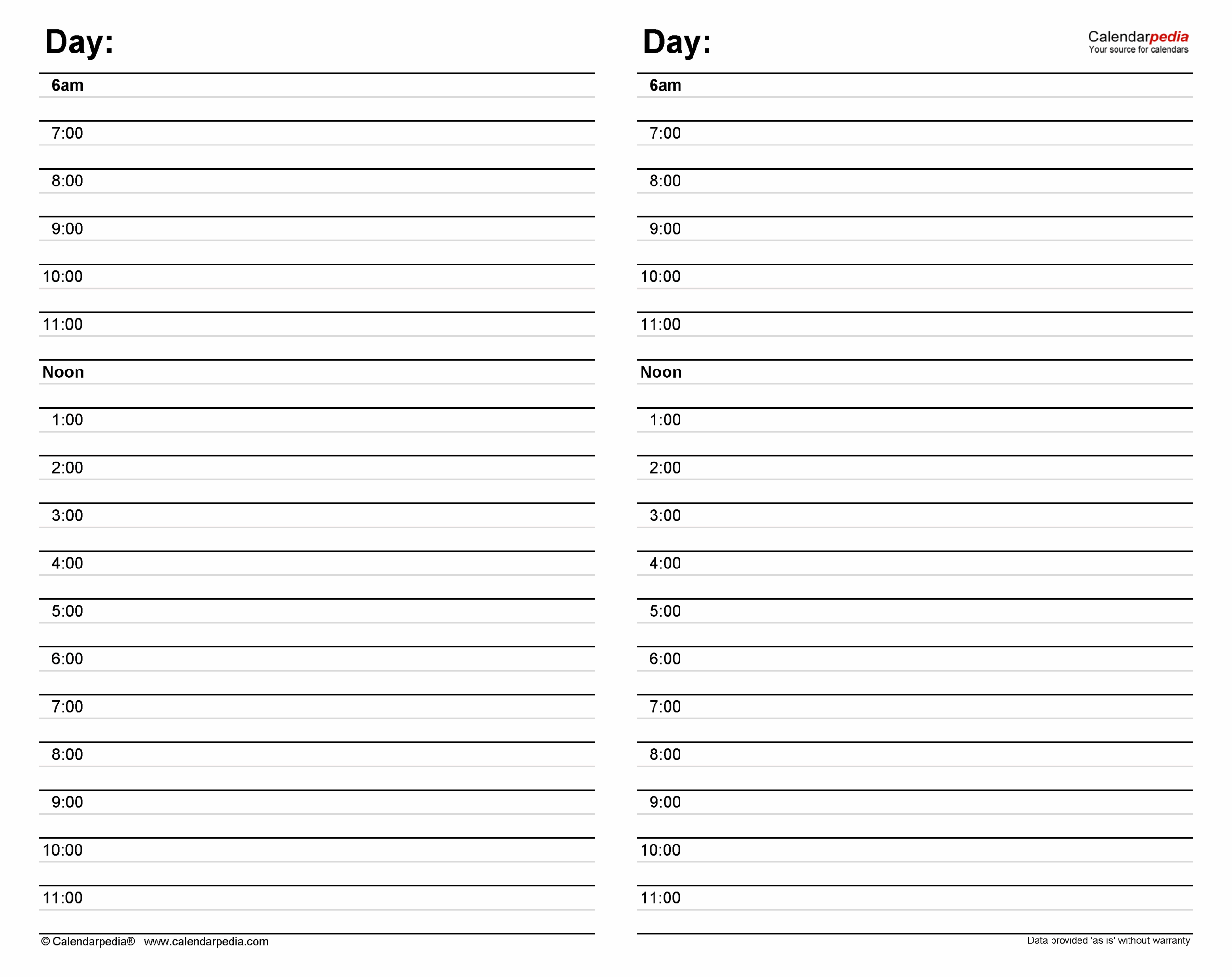 Daily Schedule With Times Printable