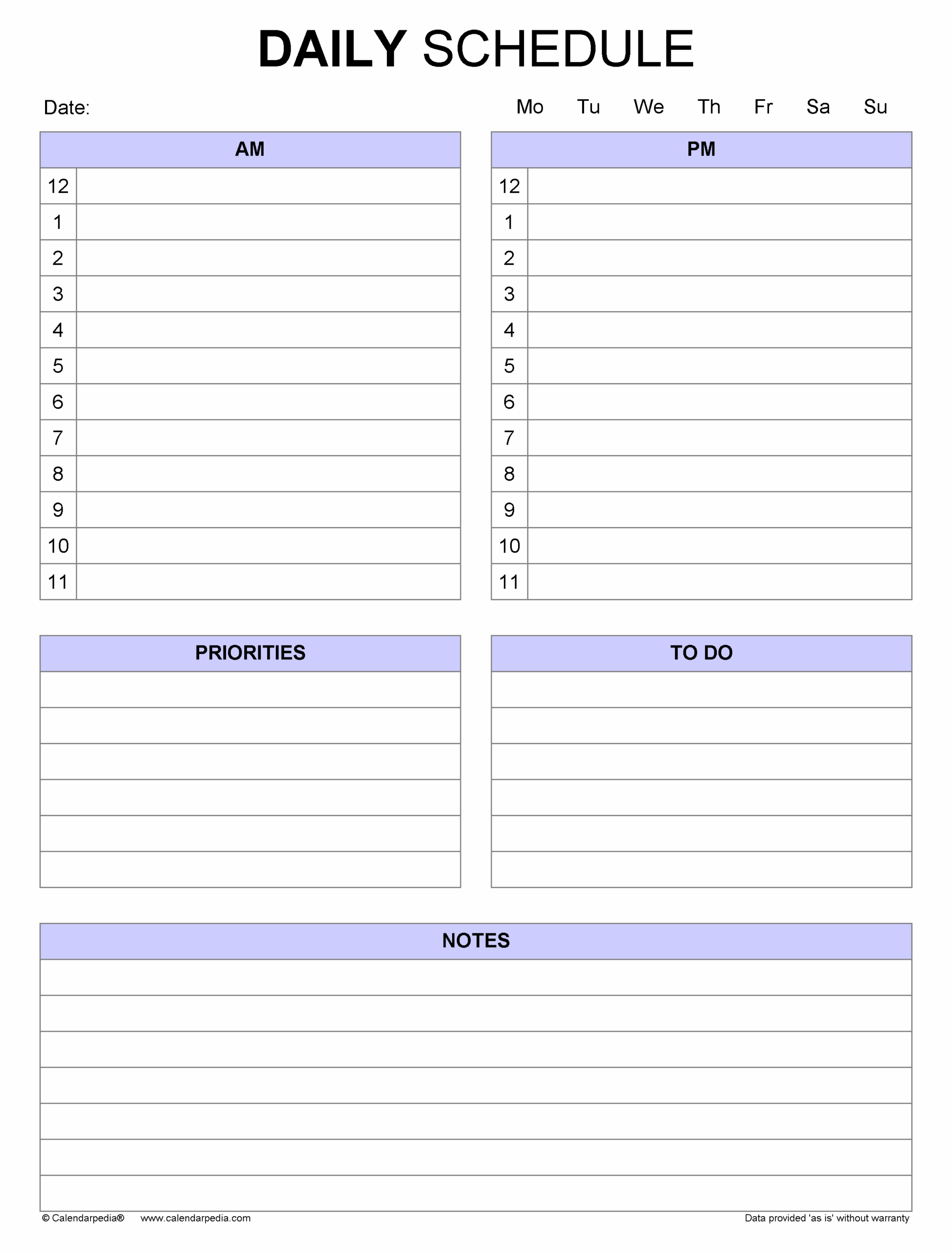 Free Daily Schedules In PDF Format 30 Templates