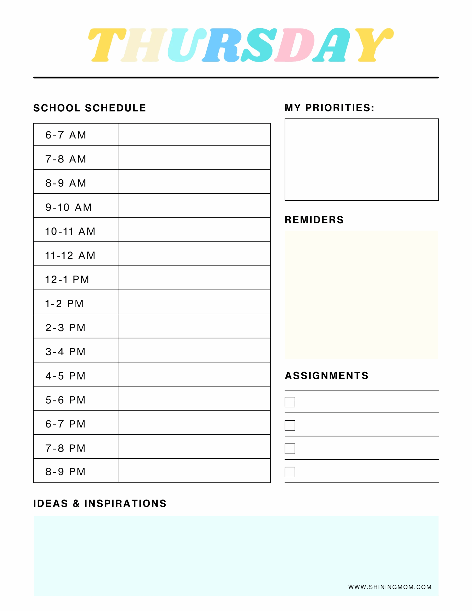 Free Daily School Planner In PDF For Every Student 