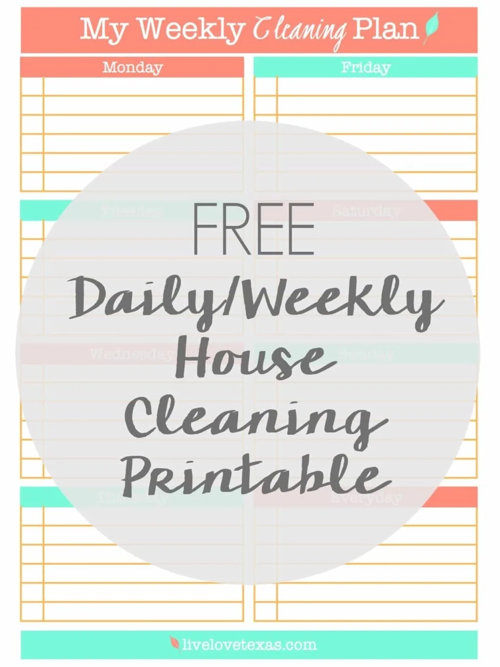 Cleaning Schedule Printable Template