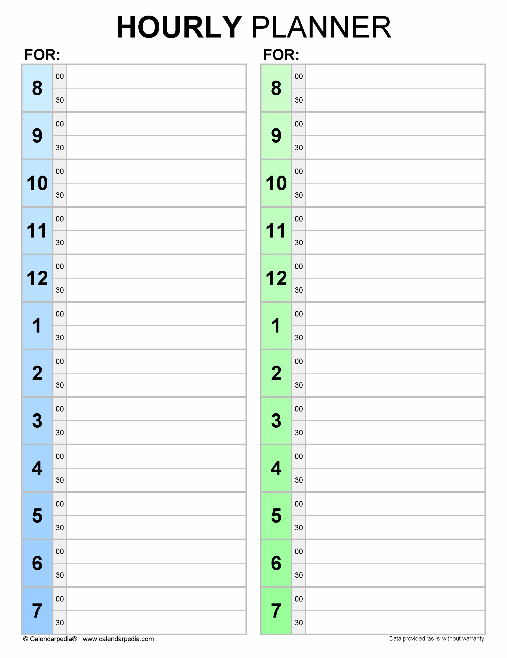 Free Hourly Planners In PDF Format 20 Templates