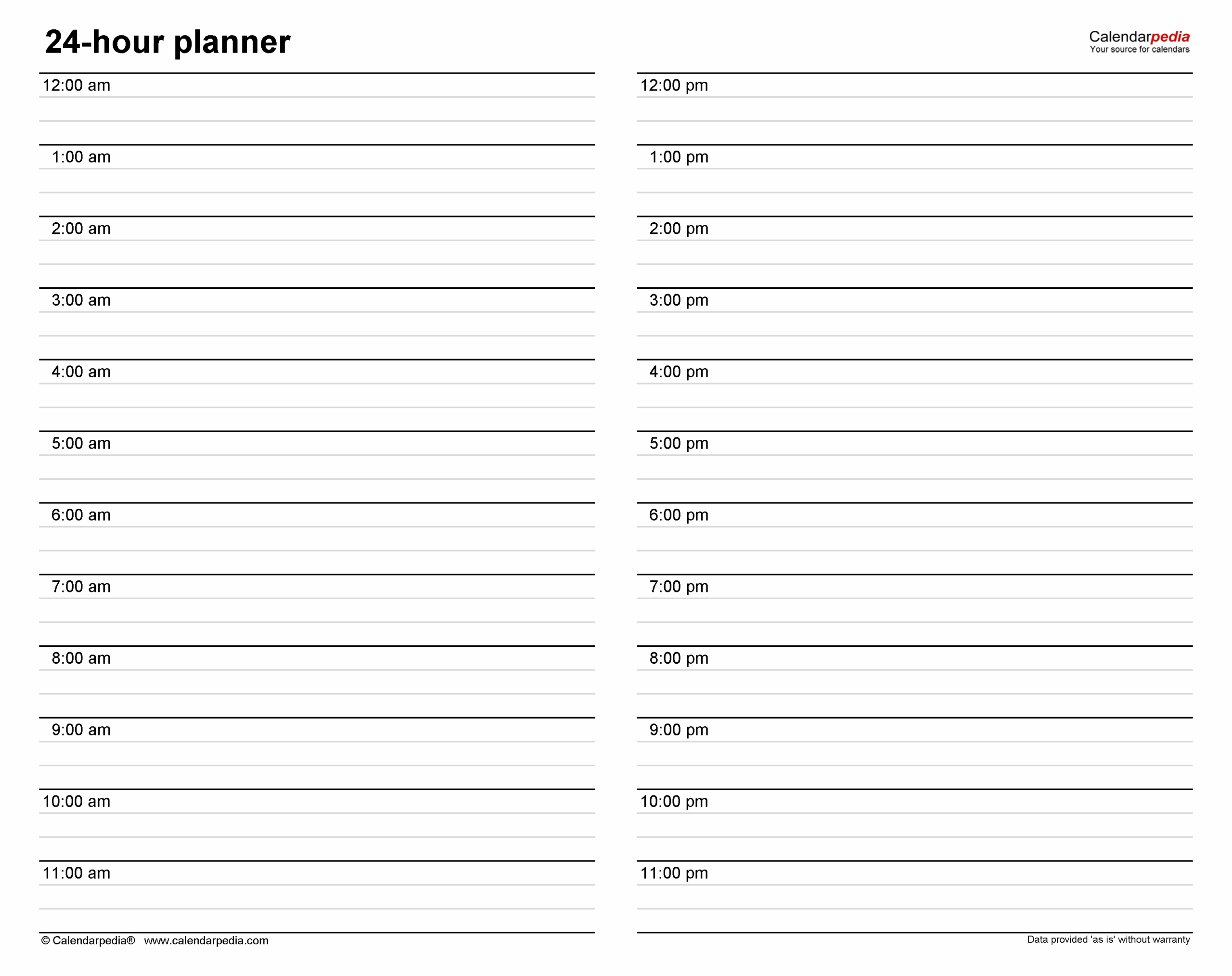 Free Hourly Planners In PDF Format 20 Templates Worksheets Library