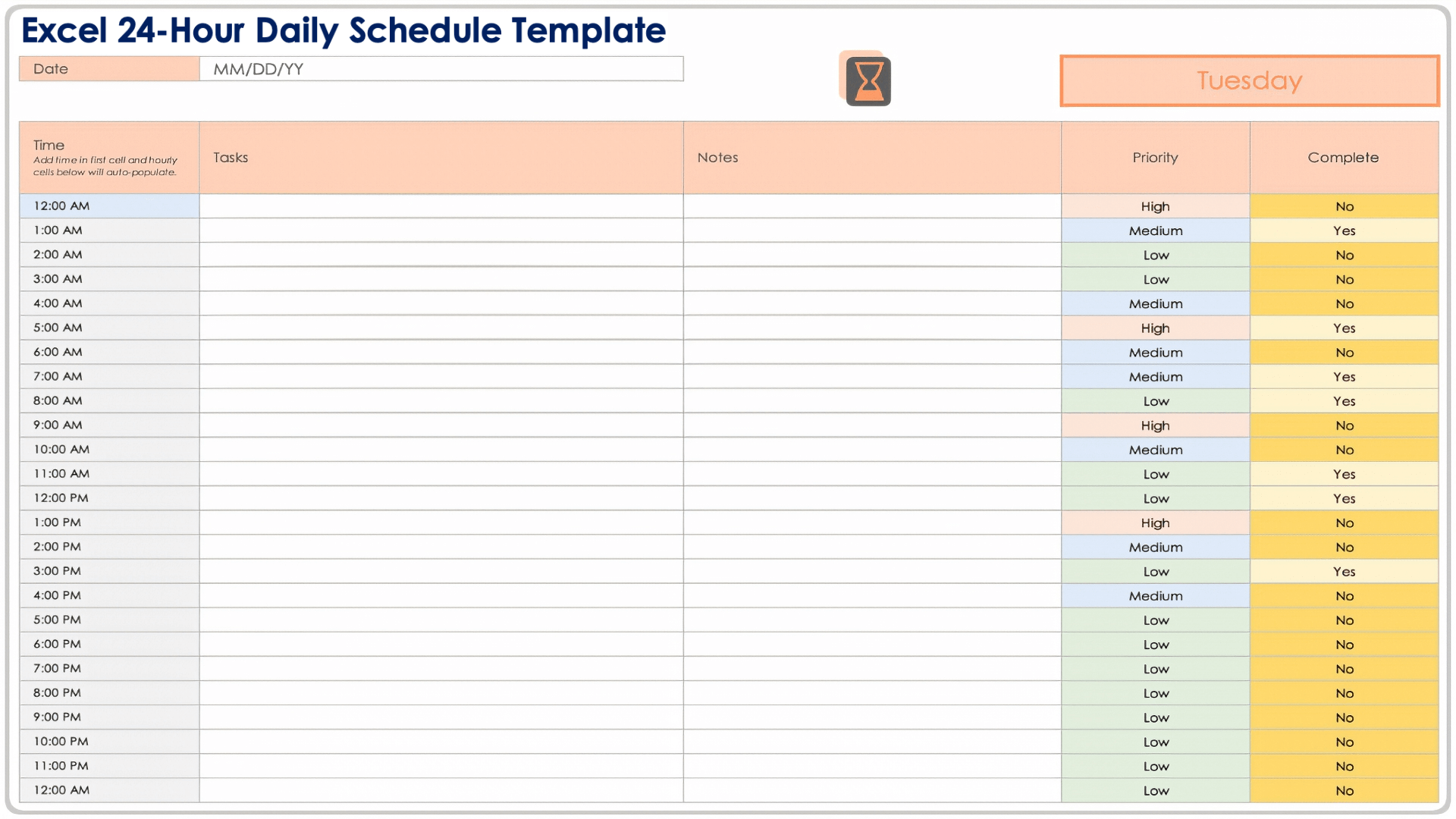 Free Hourly Schedule Templates All Formats Editable Printable