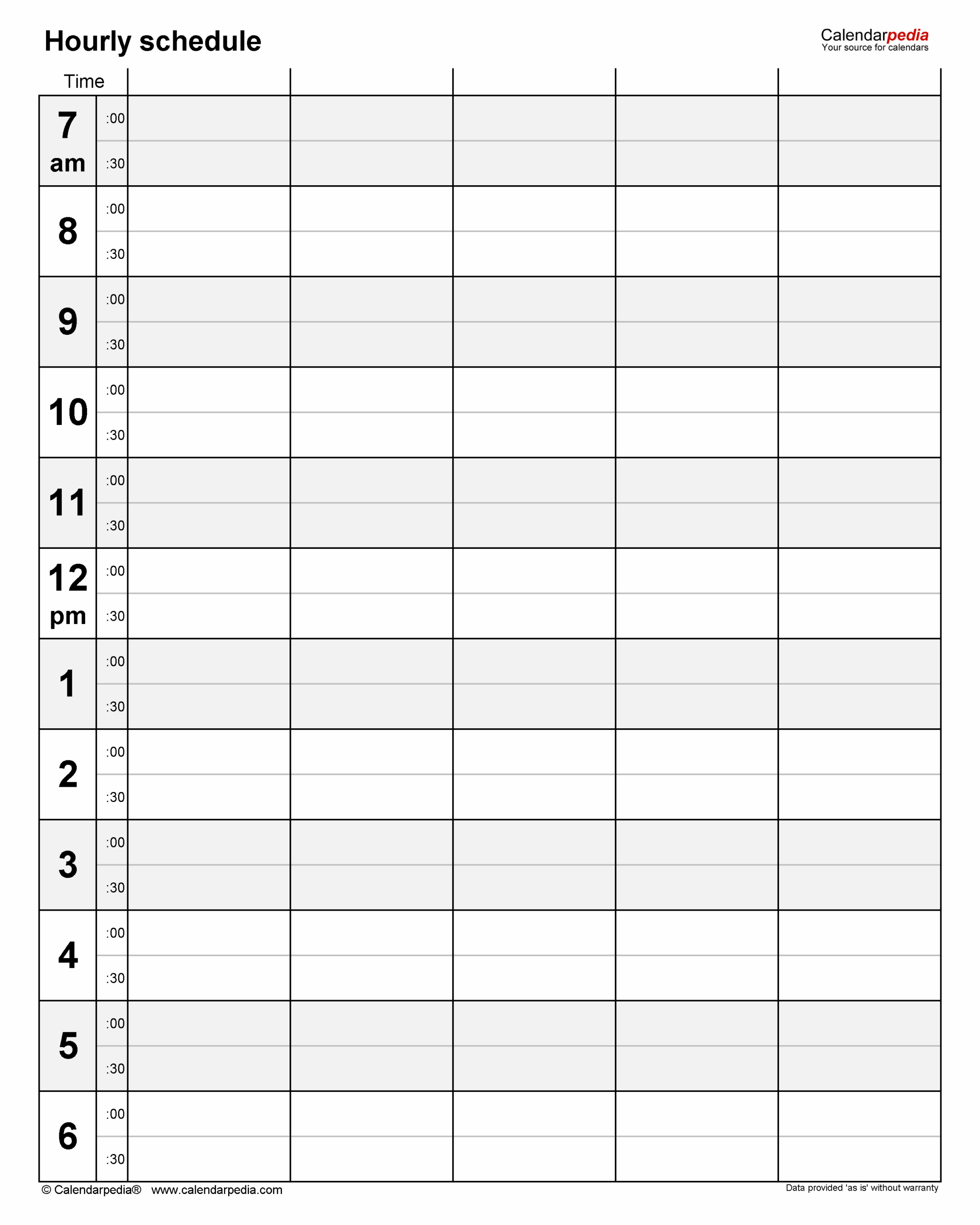 Printable Hourly Schedule Template