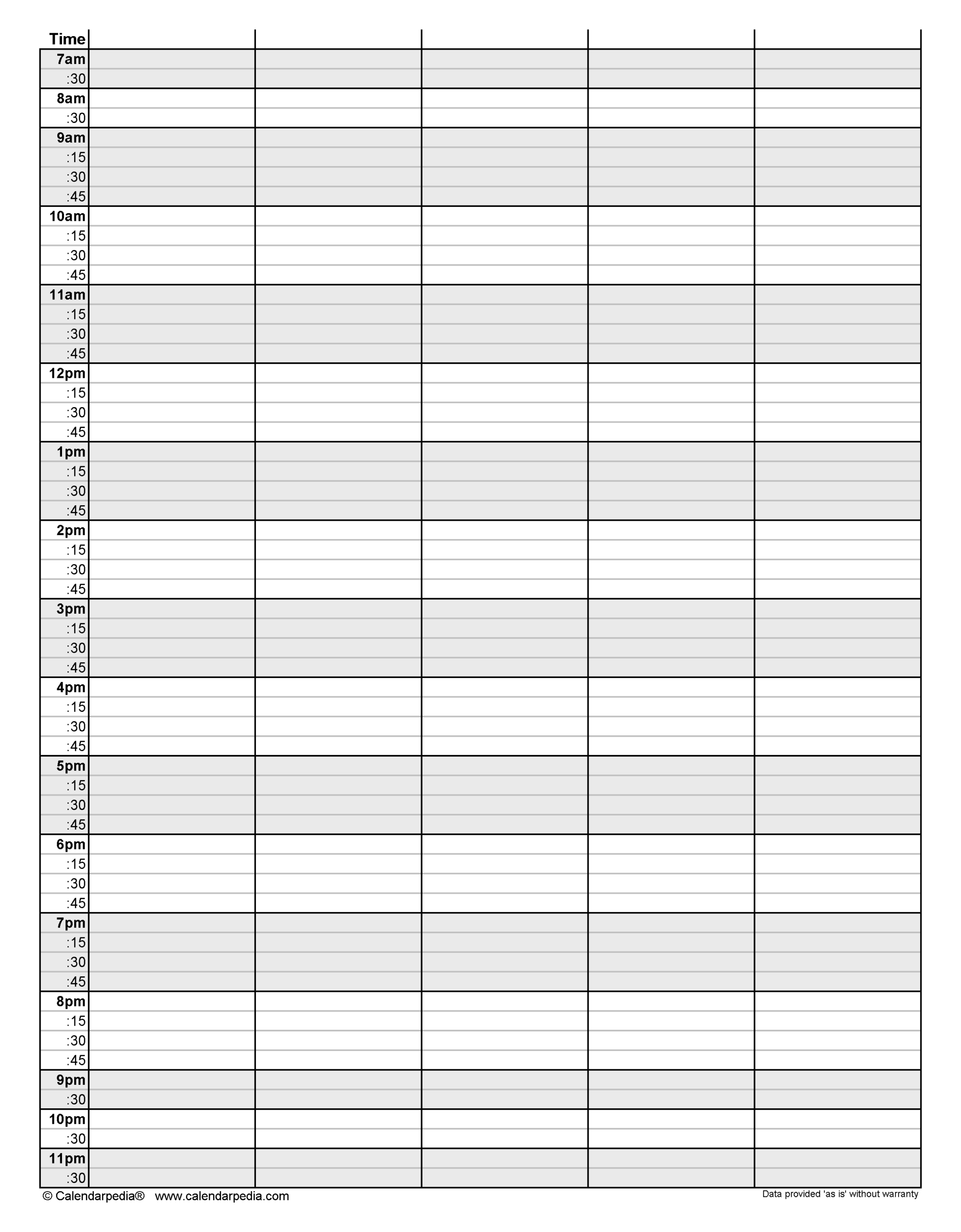 Free Hourly Schedules In PDF Format 20 Templates