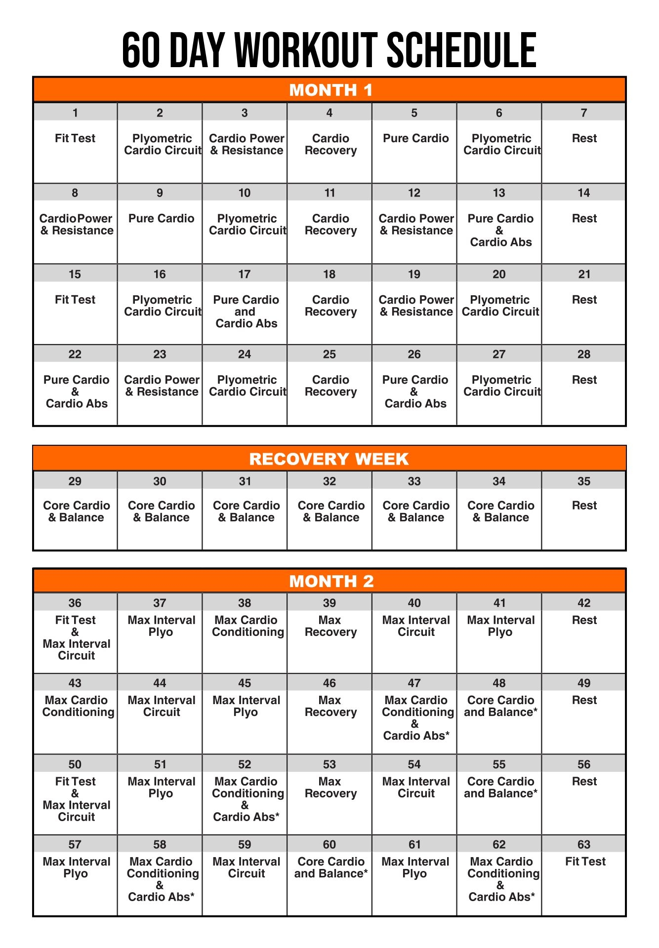 Insanity Workout Schedule Printable Pdf