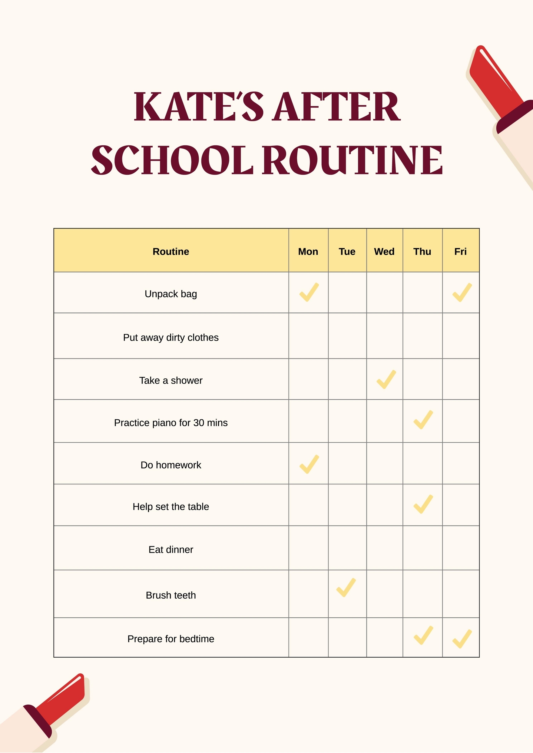 Printable Schedule For Kids