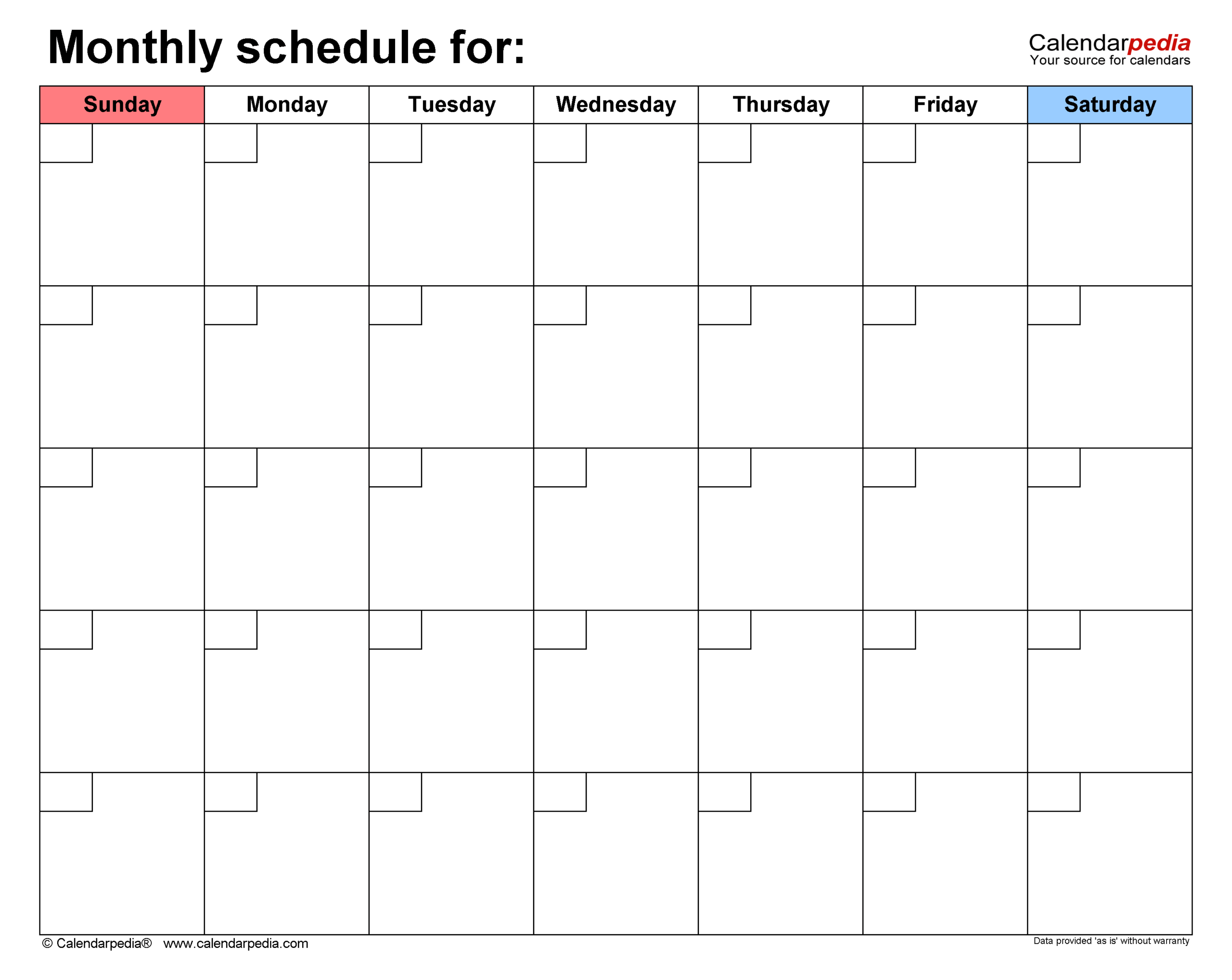 Free Monthly Schedules In PDF Format 22 Templates