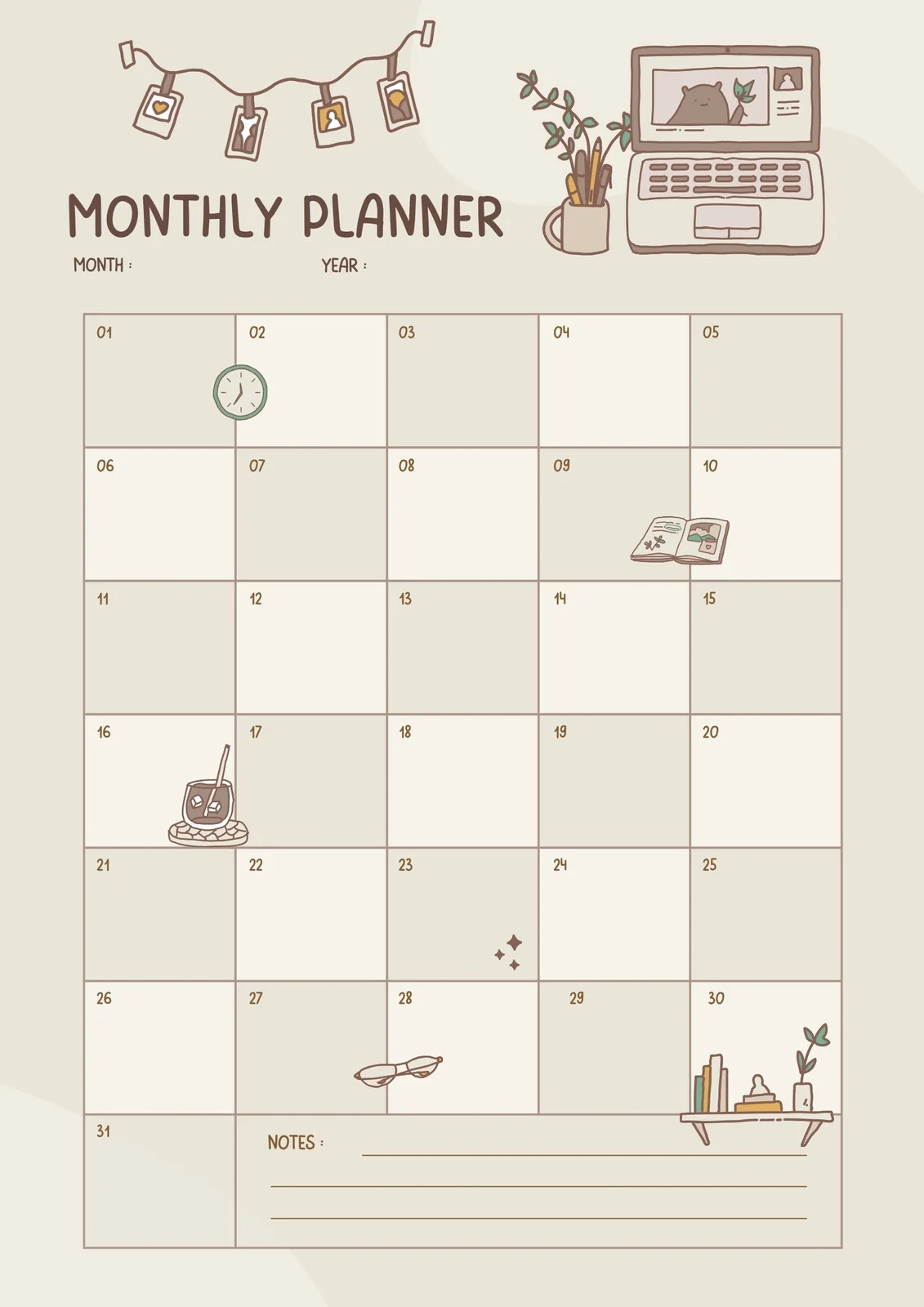 Free Personalized Monthly Planner Templates To Print Canva