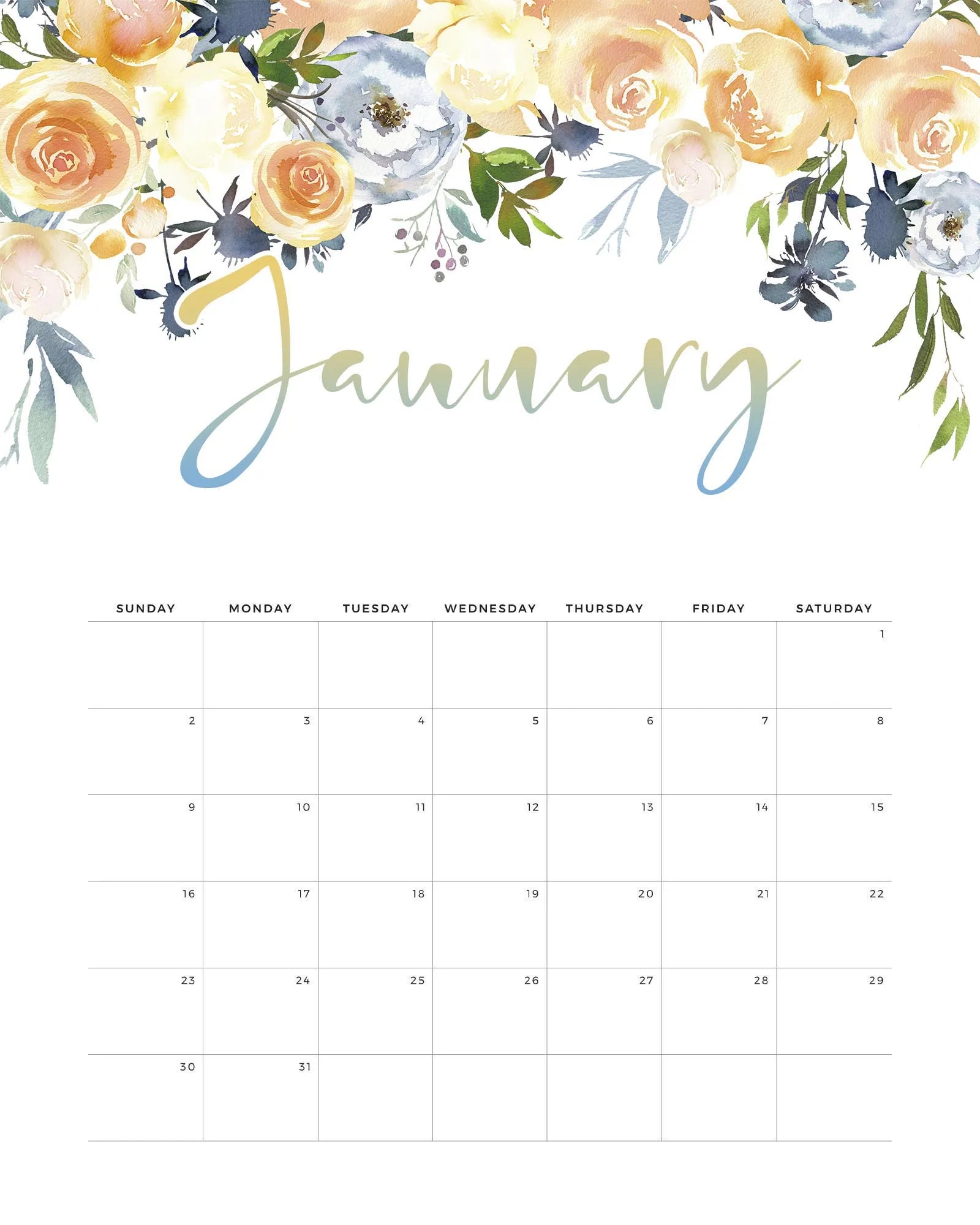 Free Printable 2022 Floral Drop Calendar The Cottage Market