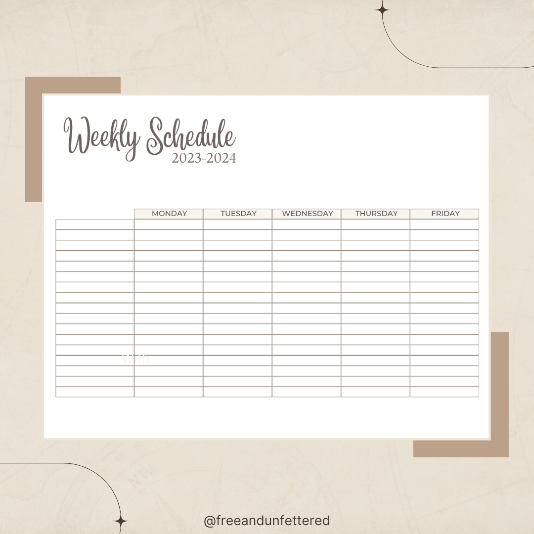 Free Printable Schedules Homeschool
