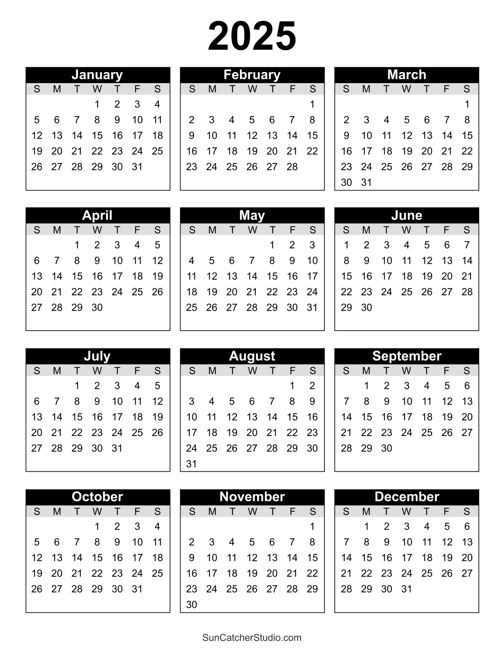 2025 Printable Schedule
