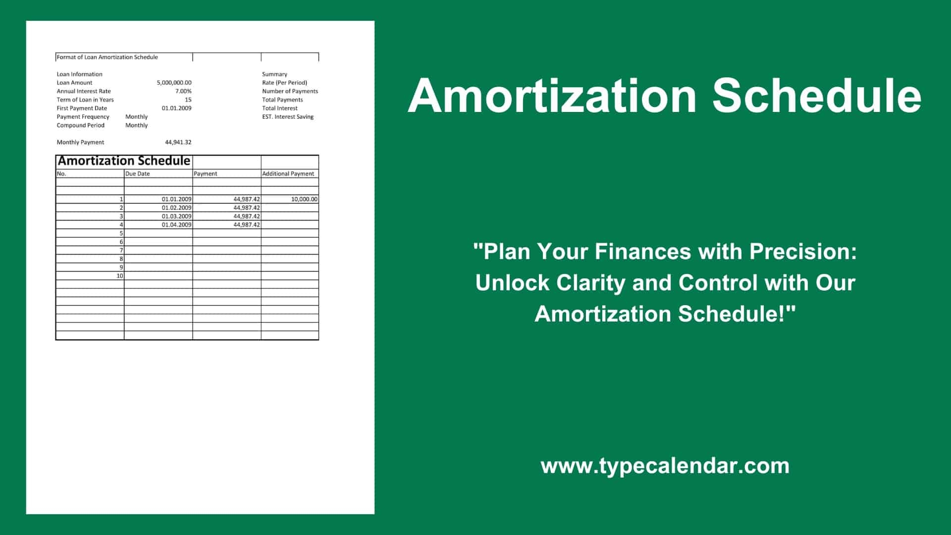 Free Printable Amortization Schedule Template