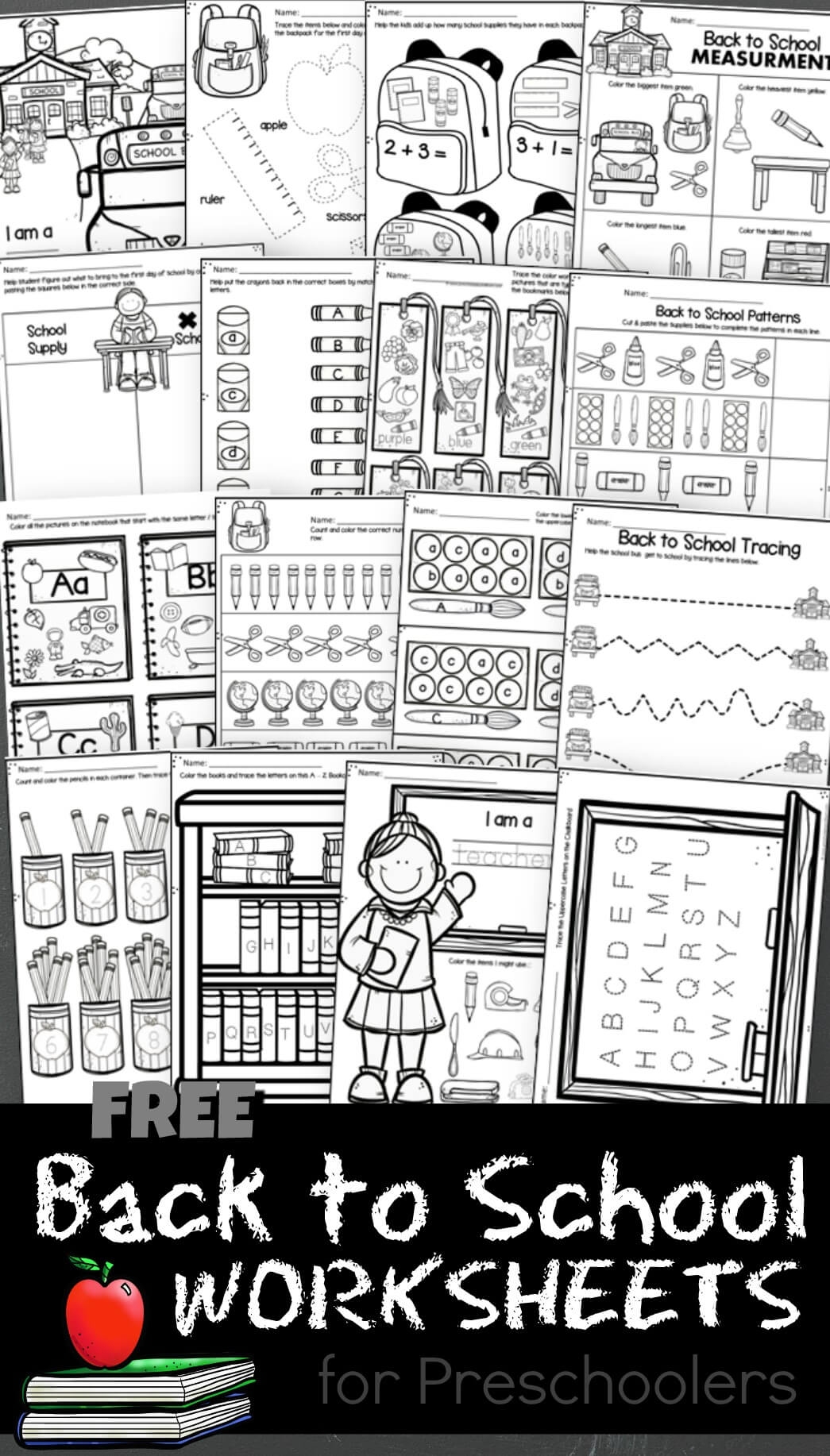 FREE Printable Back To School Pre K Worksheets