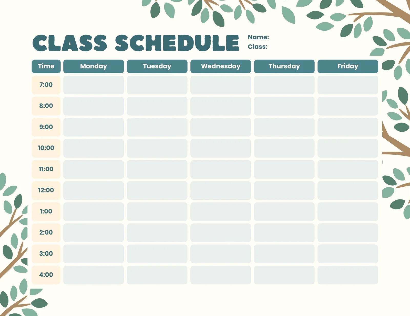 Free Printable Class Schedule Templates To Customize Canva