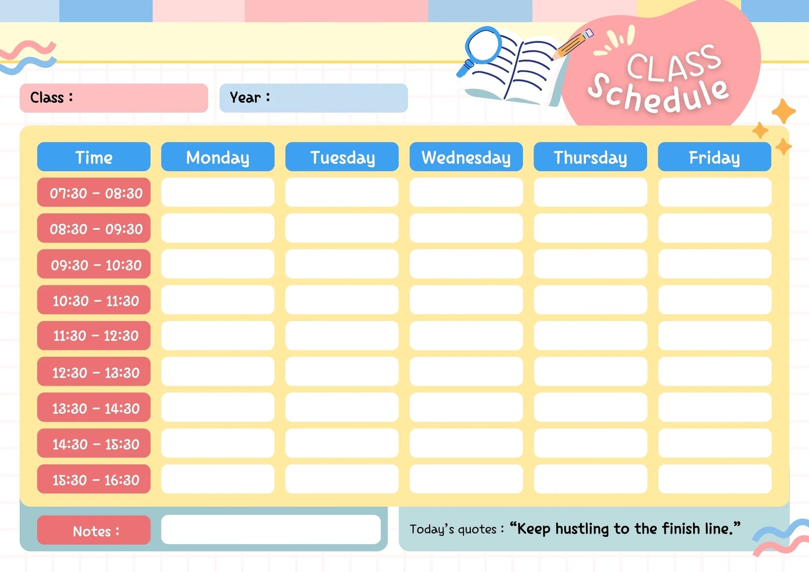 Free Printable Class Schedule Templates To Customize Canva