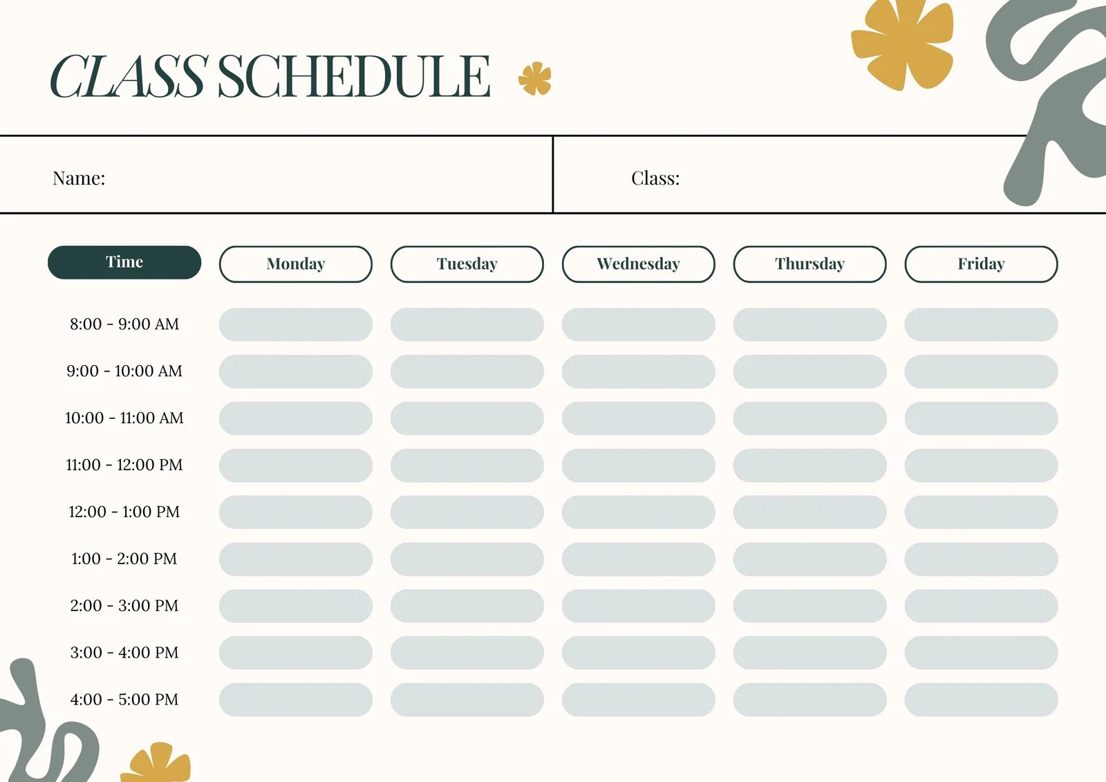 Free Printable Class Schedule Templates To Customize Canva