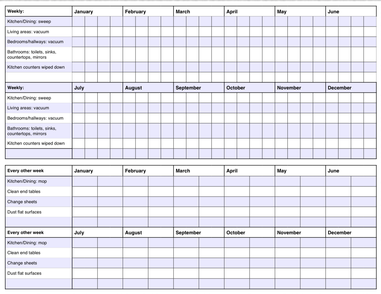 Free Editable Printable Cleaning Schedule