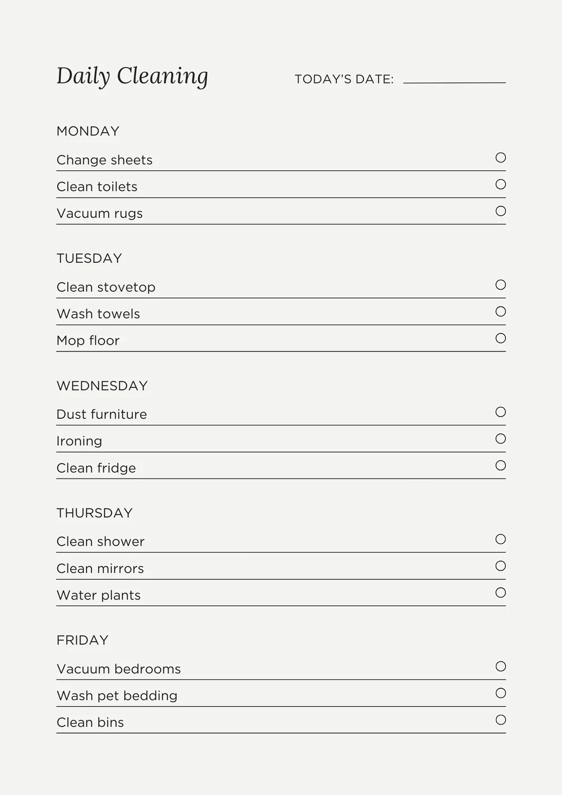 Free Printable Cleaning Checklist Templates Canva