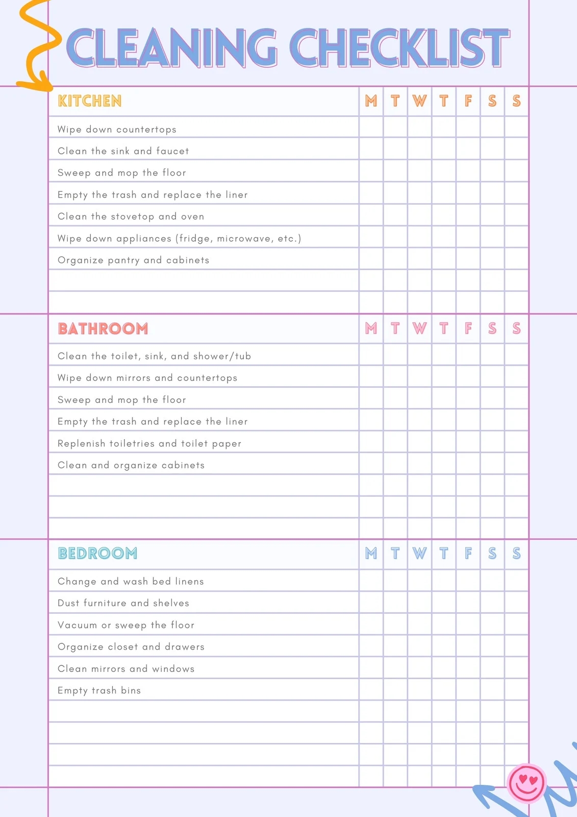 Free Printable Cleaning Checklist Templates Canva