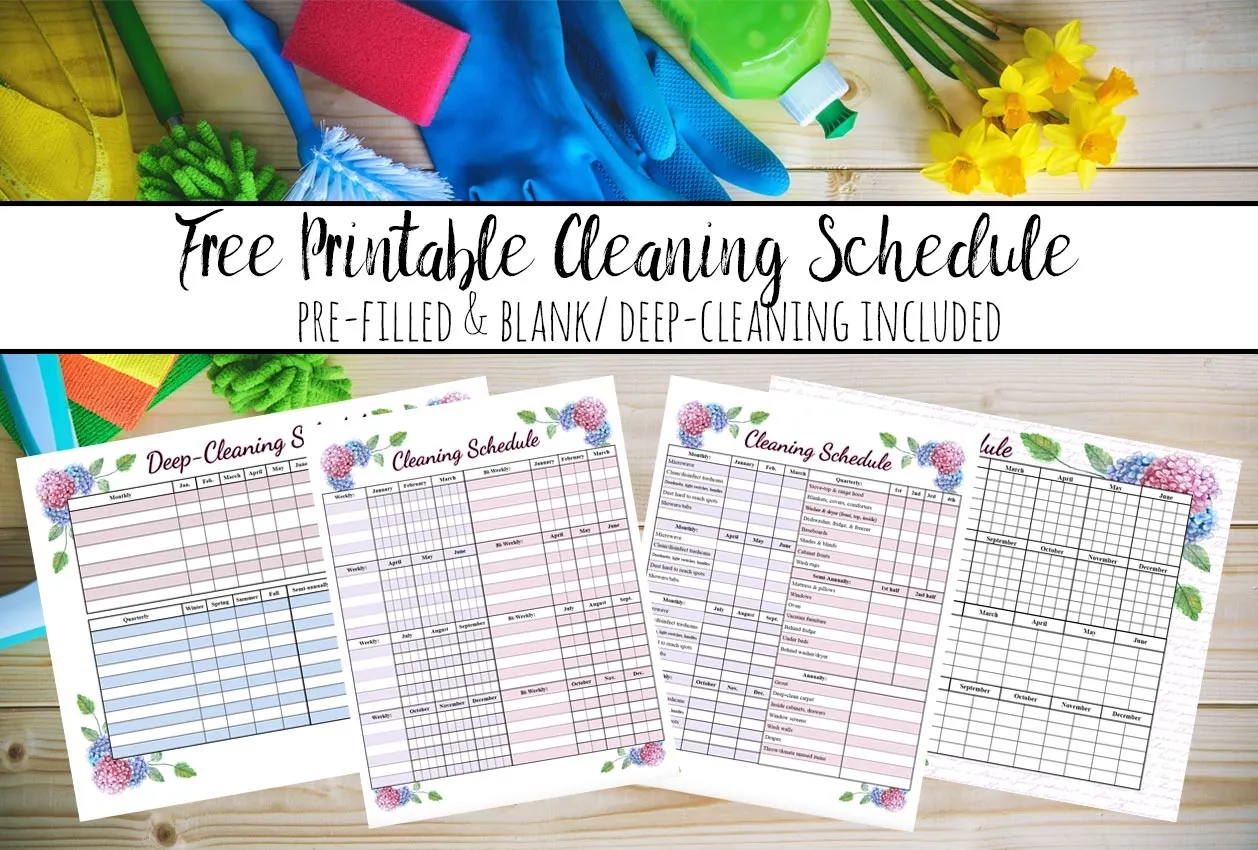 Free Printable Cleaning Schedule Weekly And Deep Cleaning