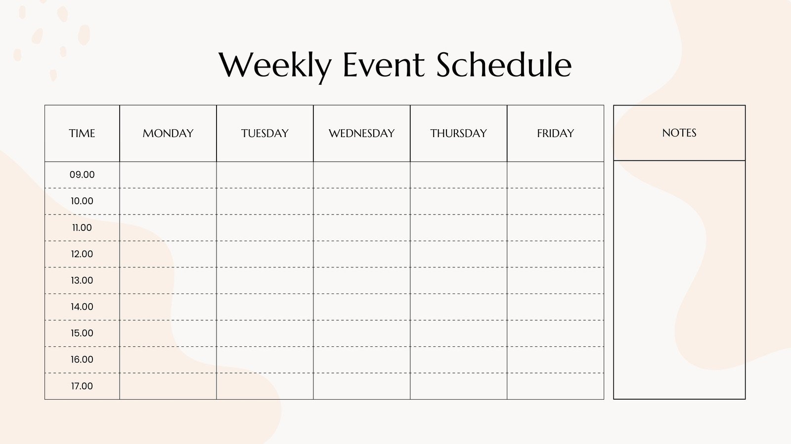 Printable Week Schedule Template