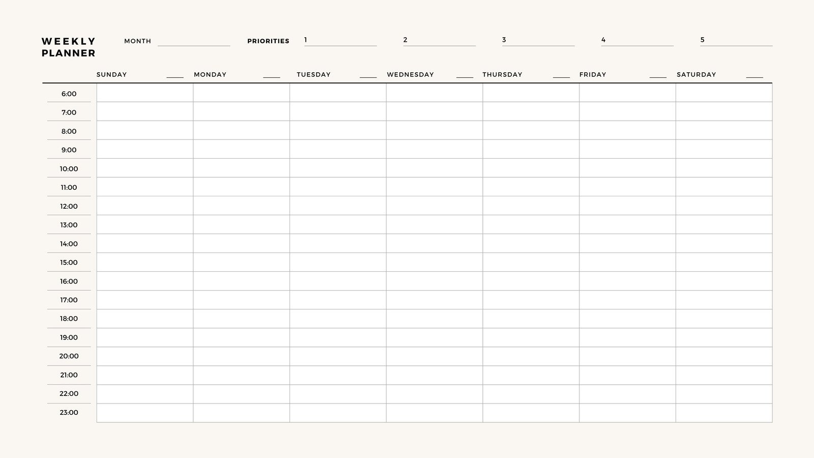 Blank Printable Weekly Schedule