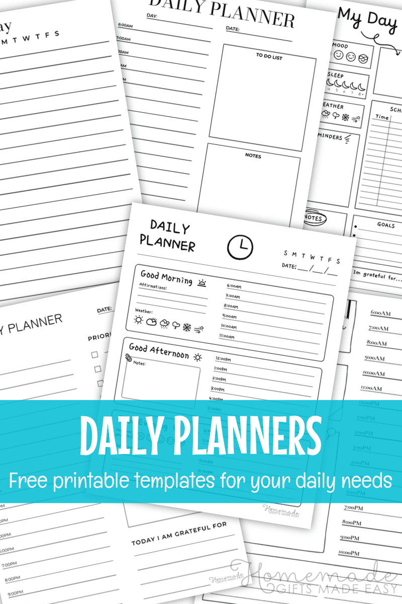 Free Printable Daily Planner Template Downloadable PDF 