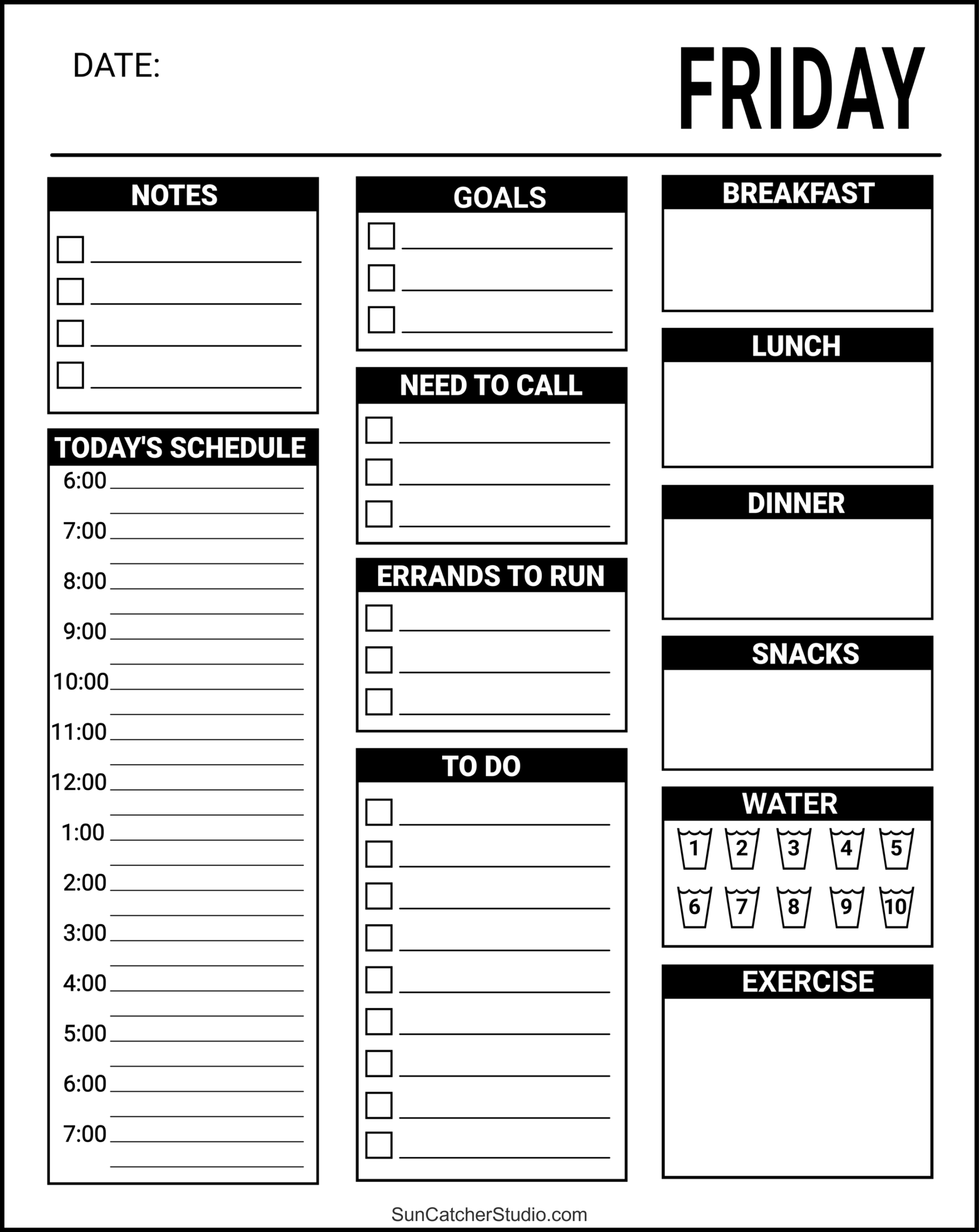 Free Printable Daily Planner Templates PDF Format Free Printables Monograms Design Tools Patterns DIY Projects
