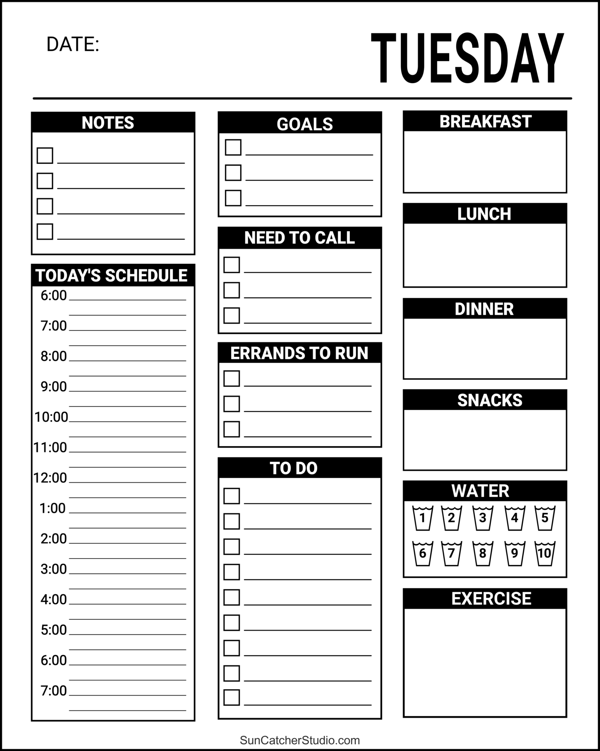 Free Printable Daily Planner Templates PDF Format Free Printables Monograms Design Tools Patterns DIY Projects