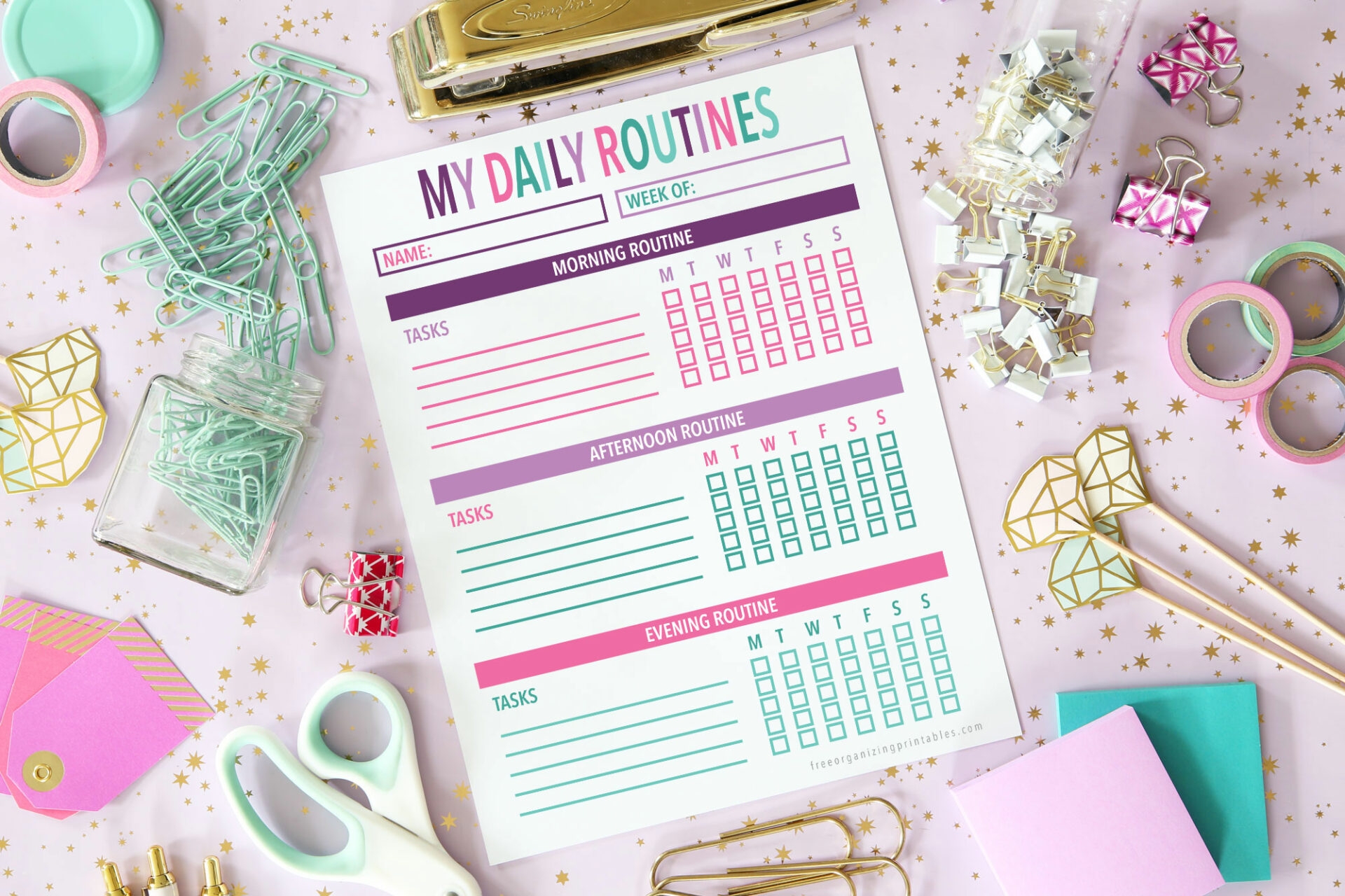 Free Printable Daily Routine Chart Free Organizing Printables Free Printable Daily Routine Chart Free Organizing Printables